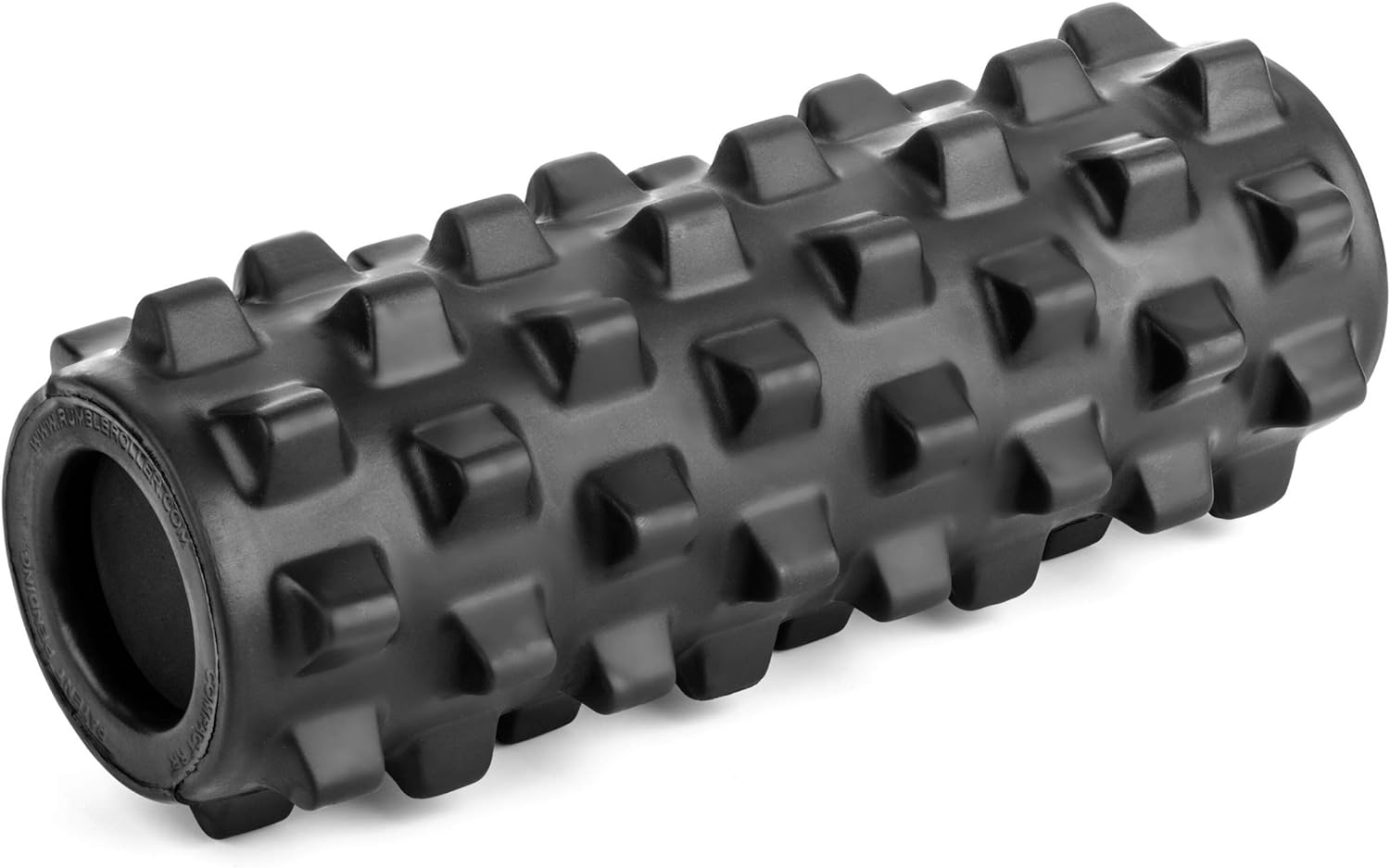 RumbleRoller - Compact 12 Inches - Black - Extra Firm - Textured Muscle Foam Roller - Relieve Sore Muscles- Your Own Portable Massage Therapist - Patented Foam Roller Technology