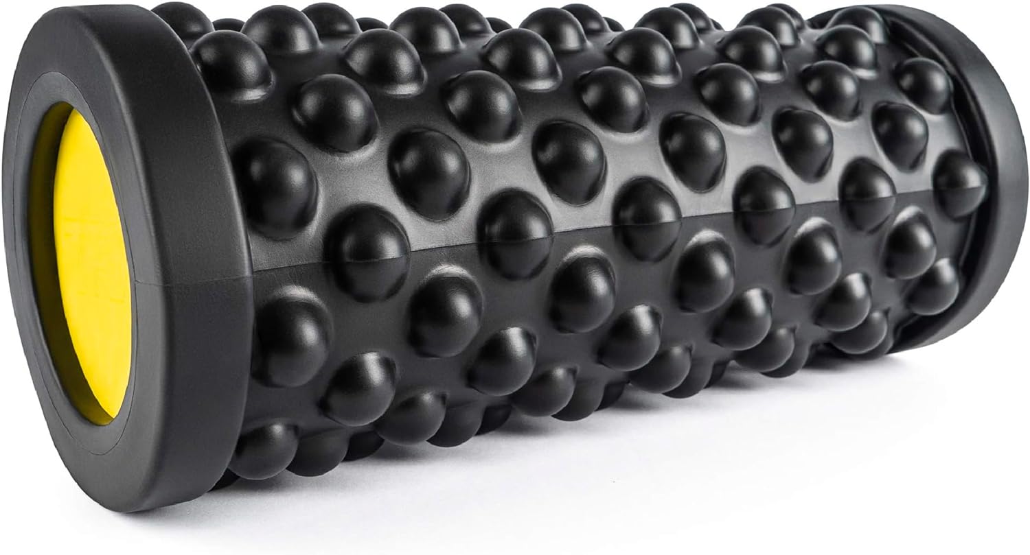 TRX Training Rev Myofascial-Release Roller, Travel Massage Roller for Muscles, 14-Inch Round Foam Roller for Stretching and Post-Workout Recovery