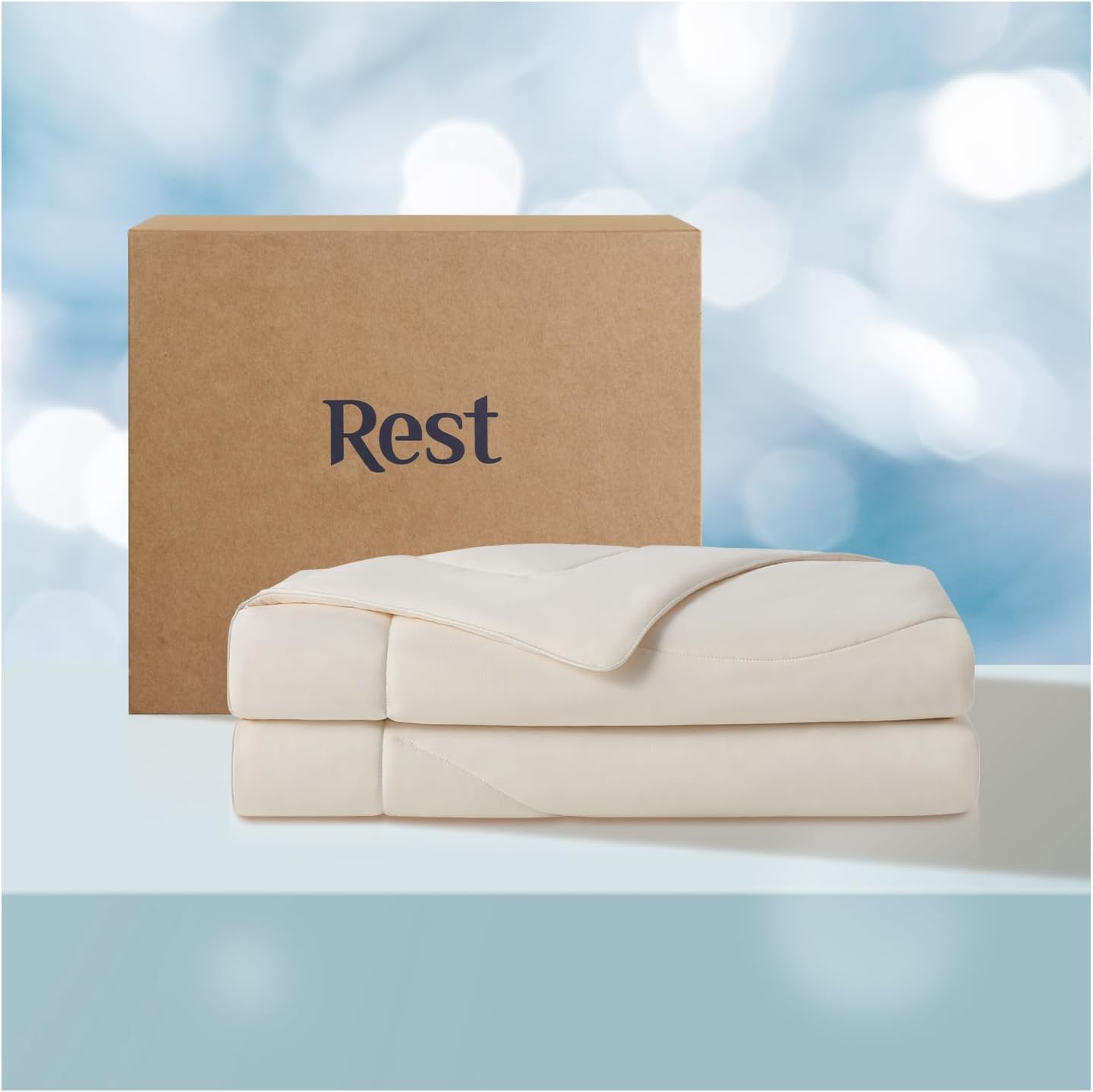 REST Evercool Cooling Comforter, Good Housekeeping Award Winner for Hot Sleepers, All-Season Lightweight Blanket to Quickly Cool Down While Stay Warm All Night, Snow Ivory - King/Cali King 106x90