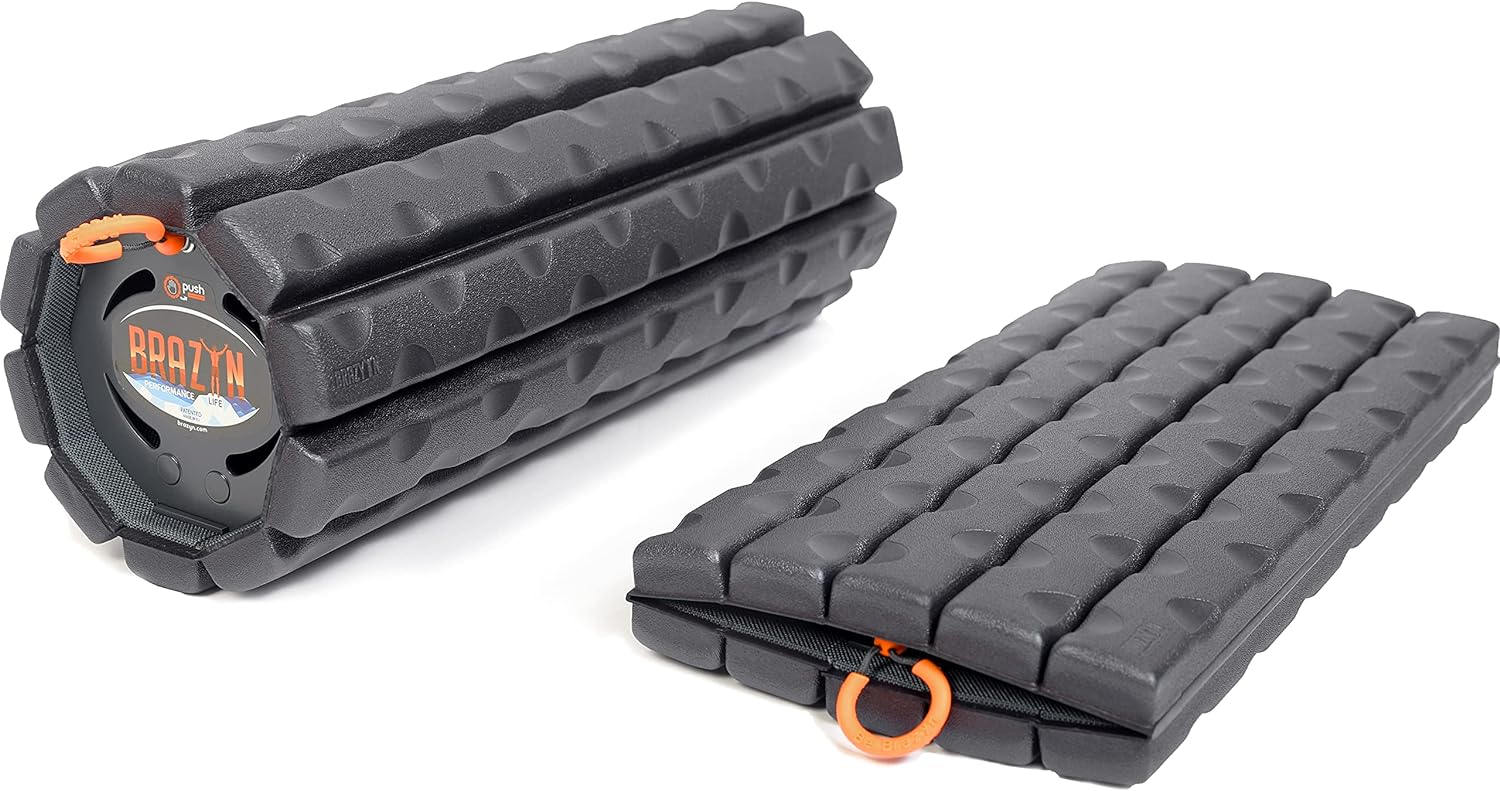 Morph Foam Roller (Bravo-Midnight) Collapsible Travel Foam Roller for Back Pain Relief, Workout Muscle Recovery, Back Massager, Deep Tissue Leg Massage, Back Cracker, Stretcher; Small, Portable