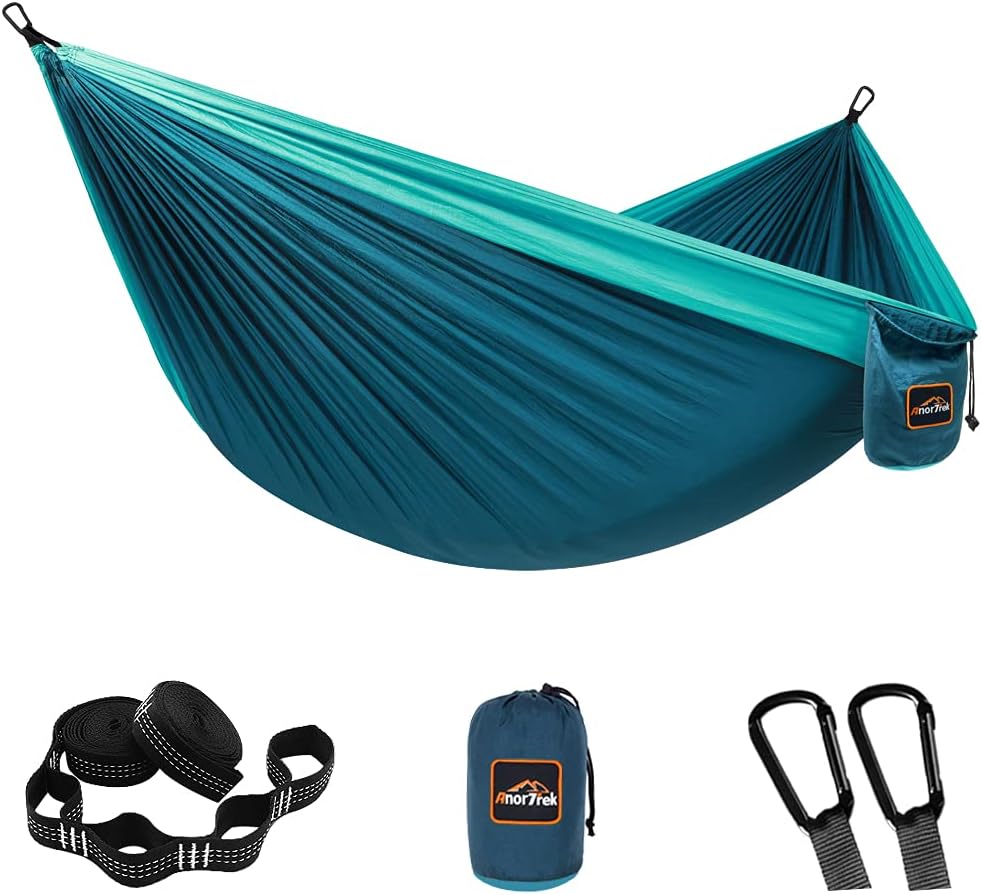 Camping Hammock, Super Lightweight Portable Parachute Hammock with Two Tree Straps Single or Double Nylon Travel Tree Hammocks for Camping Backpacking Hiking