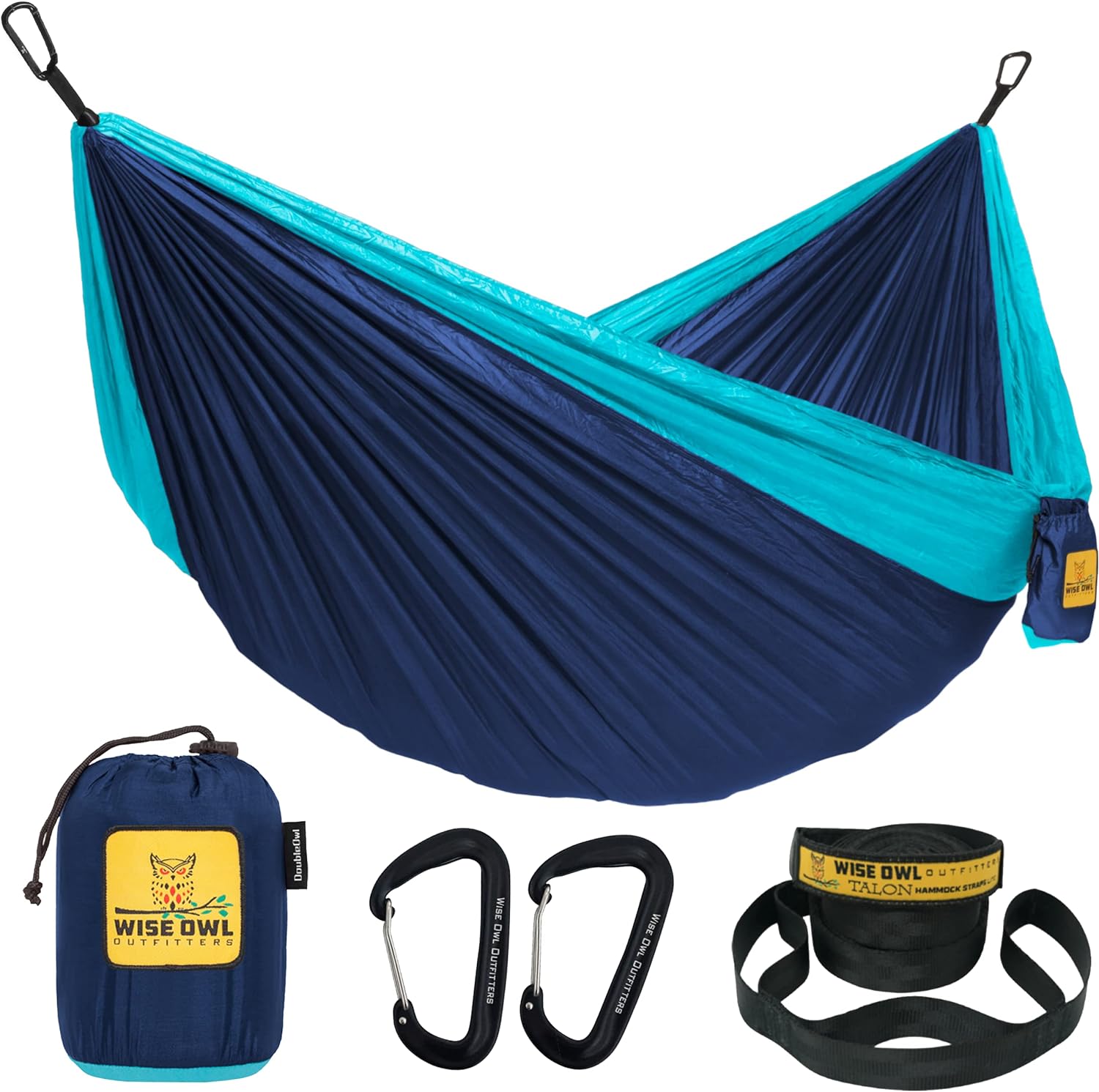 Wise Owl Outfitters Camping Hammock - Camping Essentials, Portable Hammock w/Tree Straps, Single or Double Hammock for Outside, Hiking, and Travel