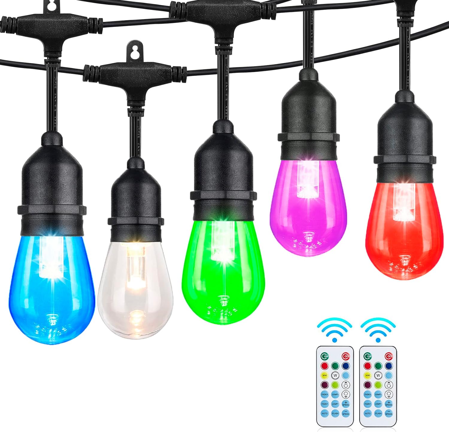 Outdoor String Lights, 96FT Color Changing Outdoor String Lights, Patio Lights Outdoor Waterproof Porch Light with Remote, for Patio Decor