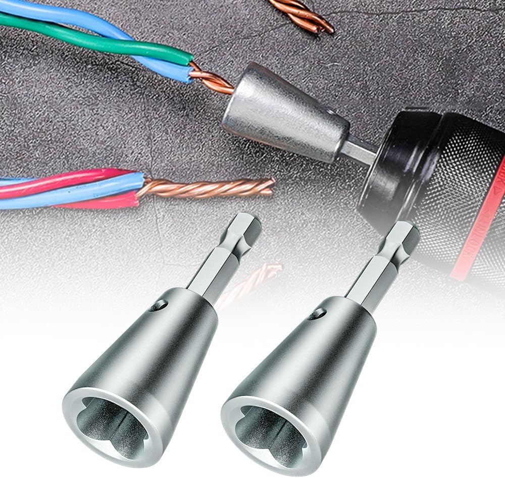 2PCS Wire Twisting Tool Wire Twister Wire Connector, Stainless Steel Wire Twister Tool for Drill Electrical Wire Twister Drill Wire Twister, Fast Wire Twisting Tool Improve Work Efficiency (2)