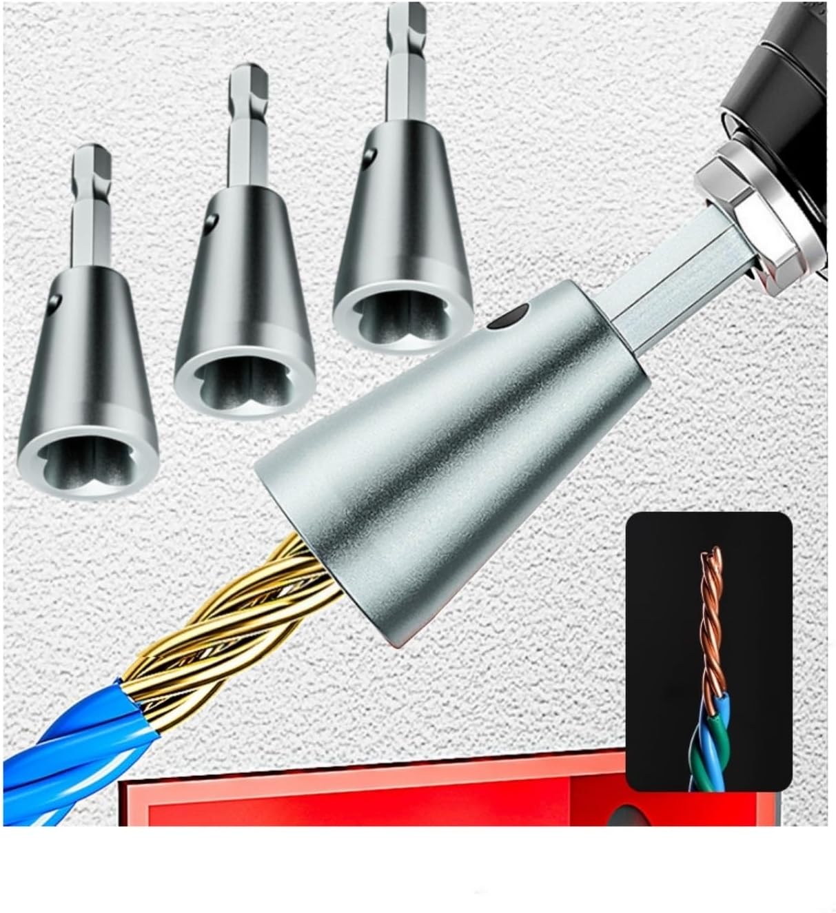 Wire Twisting Tool,Wire Stripper Tool Wire Twister Tool for Drill, Wire Twisting Tool Wire Twister Wire Connector, Wire Stripping and Twisting Tool for Power Drill (Color : 3pcs)