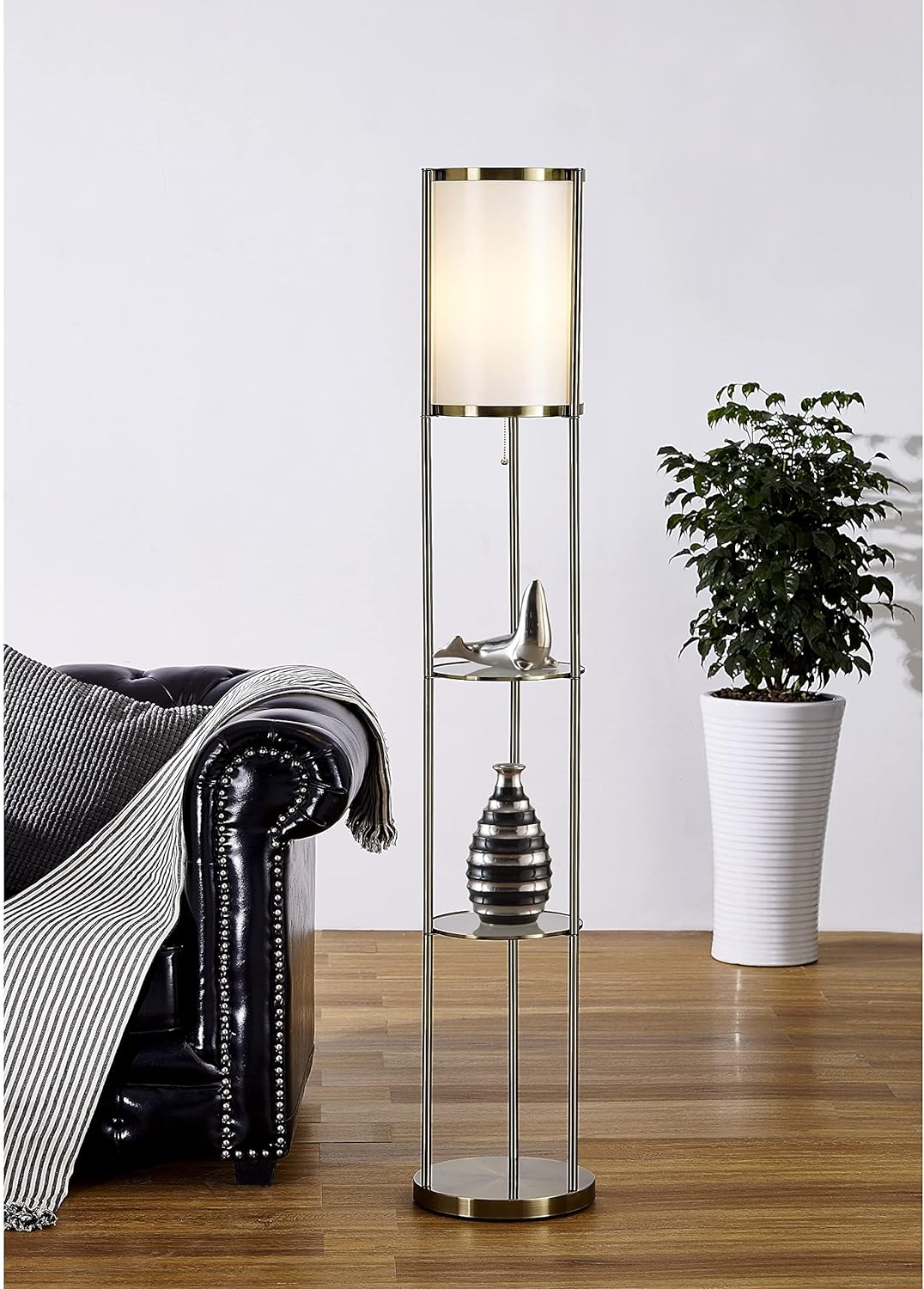 Artiva USA Exeter Durable Glass Display Shelf Floor Lamp