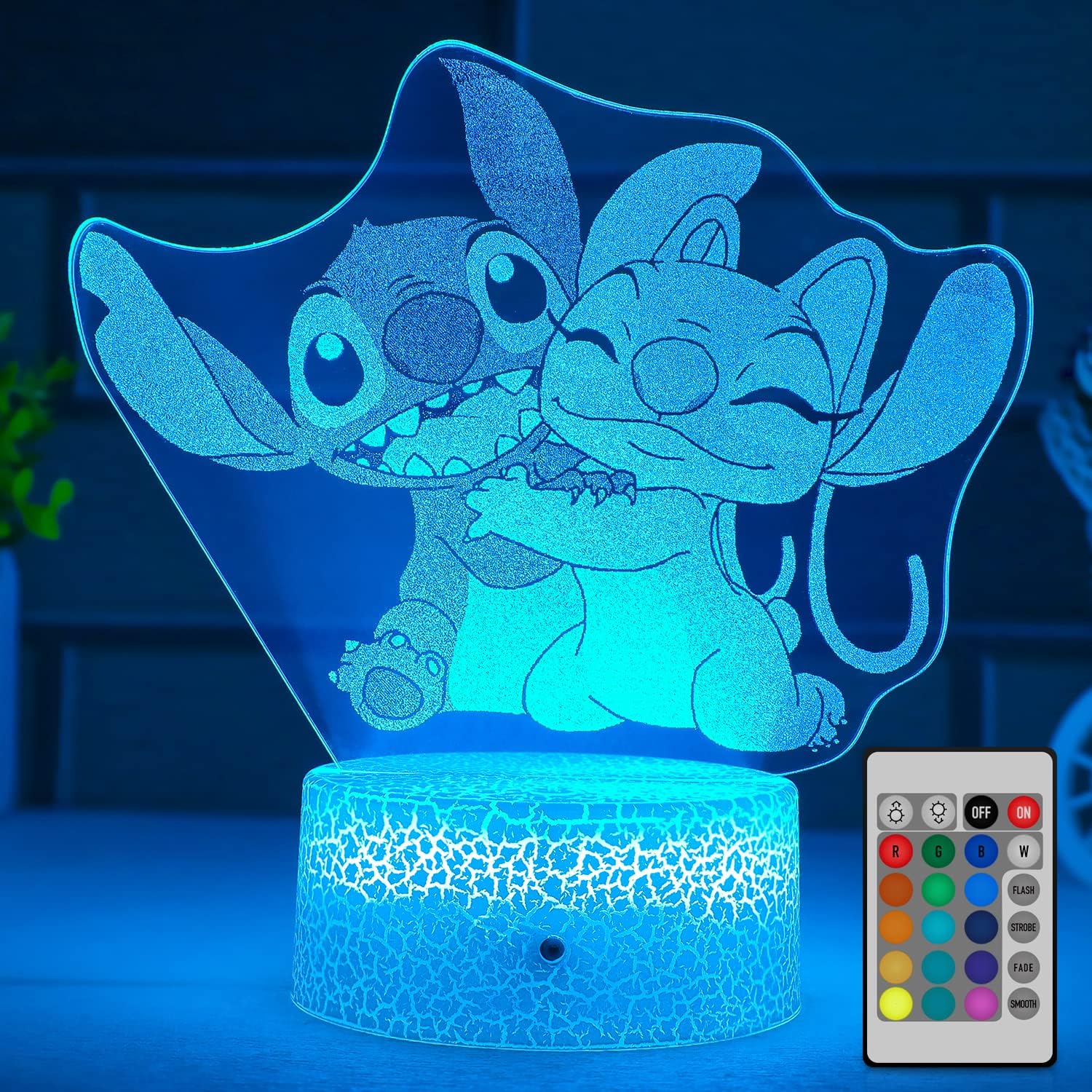 Stitch Night Light,Stitch Lamp with Remote & Smart Touch 16 Colors Changing Dimmable Anime Table Lamp, as Perfect Birthday Xmas Stitch Gifts for Boys and Girls