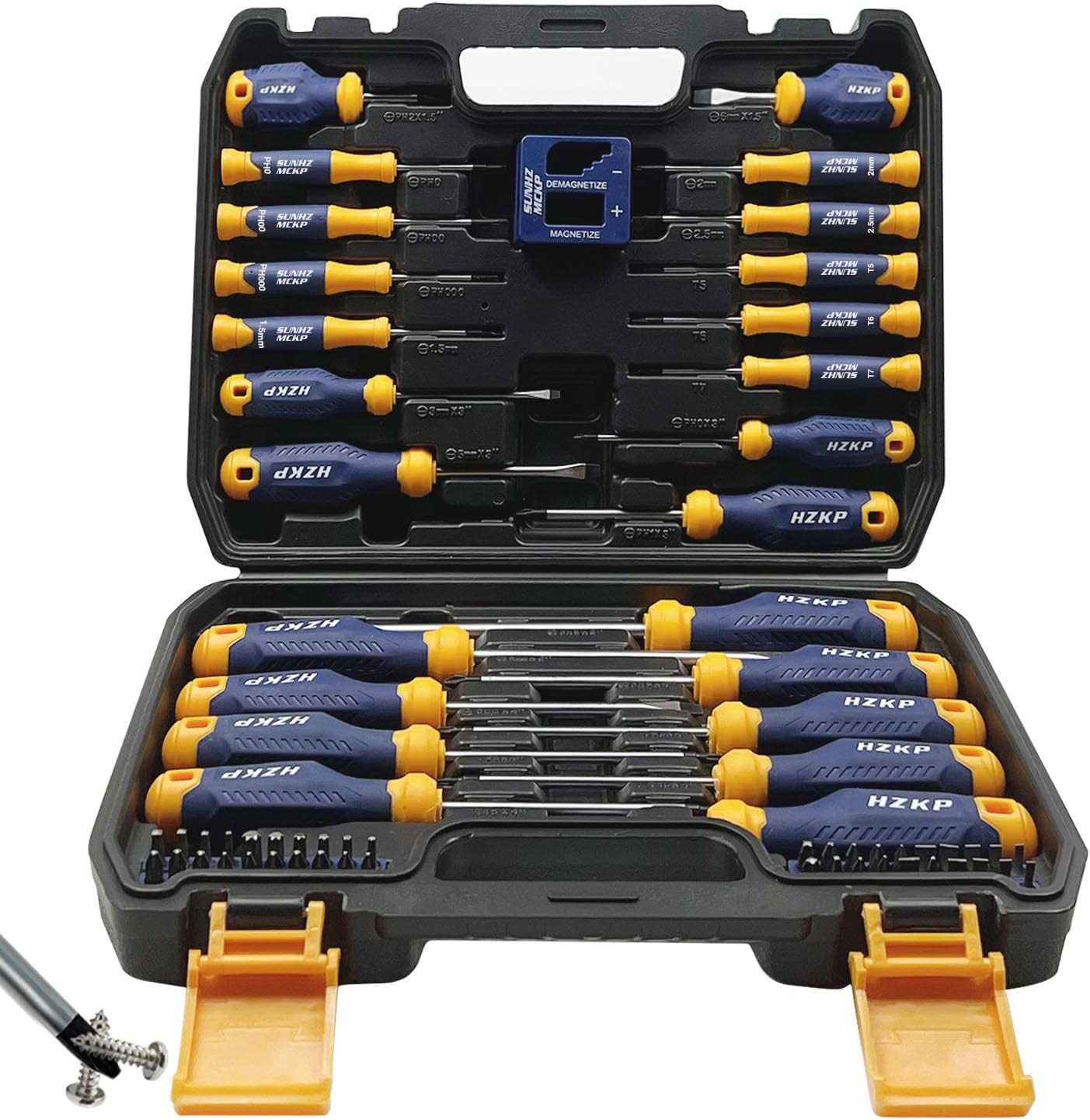 SUNHZMCKP Magnetic Screwdriver Set 66-Piece, S2- Alloy Tool Steel, Includes Slotted/Phillips/Torx Mini Precision Screwdriver, Replaceable Screwdriver Bits With Sturdy tool box