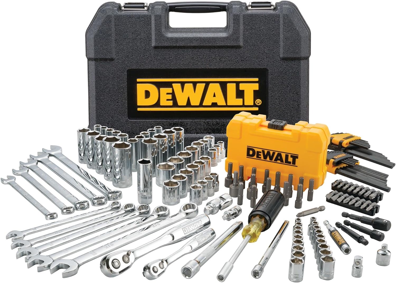 DEWALT Mechanics Tools Kit and Socket Set, 142-Piece, 1/4 & 3/8 Drive, MM/SAE (DWMT73802)