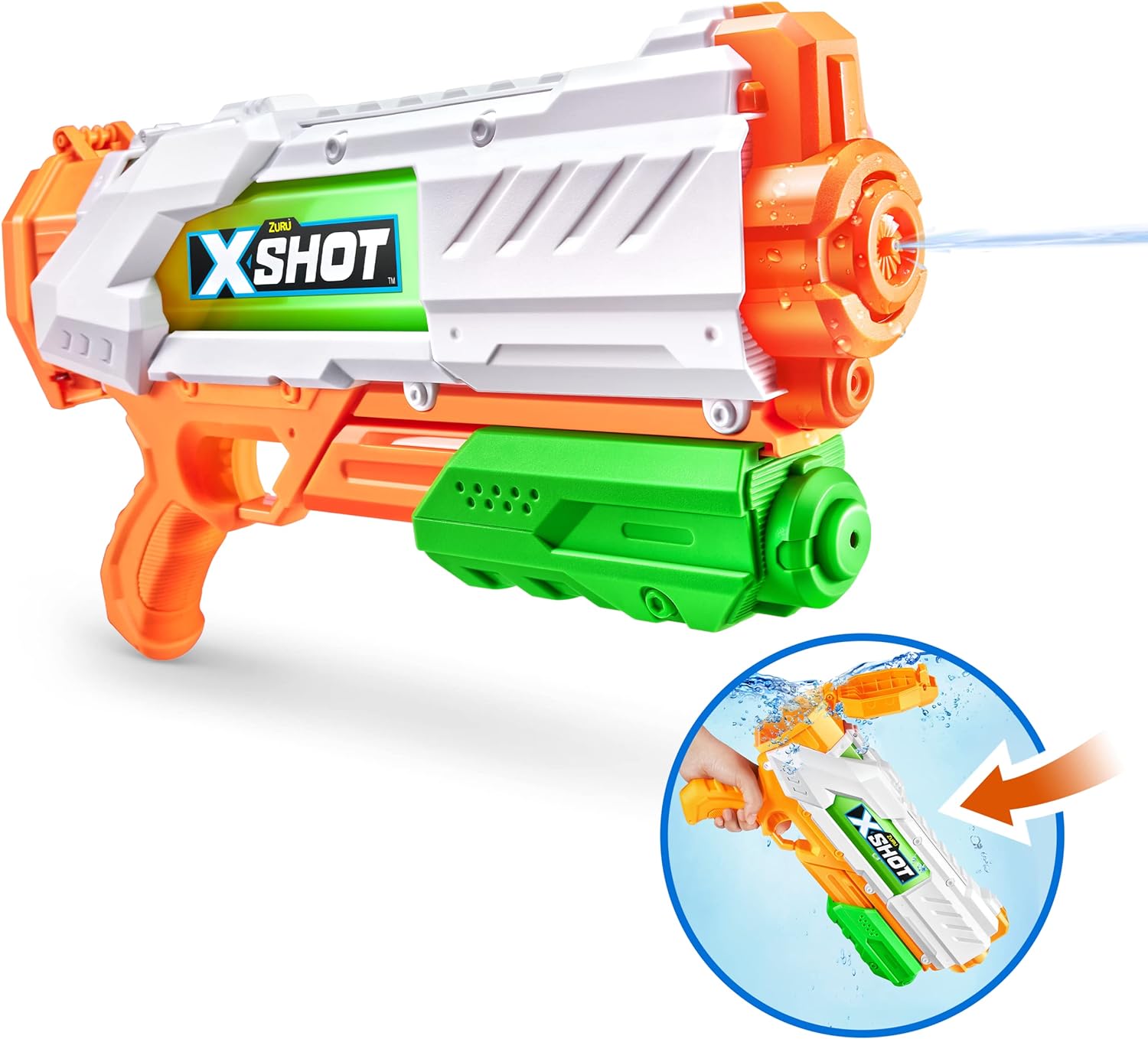 XShot Fast-Fill Water Blaster, Orange, 700 ml/ 24 Fl OZ