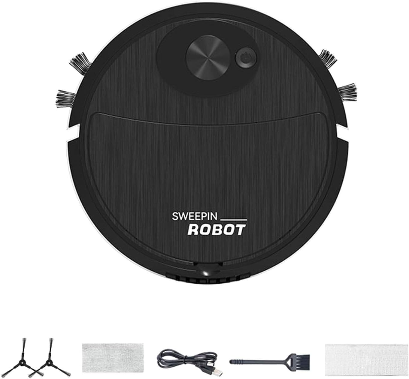 Robot Vacuum Cleaner, 3 in 1 Robotic Vacuum Cleaner with Watertank/Dustbin/Brush Automatic Robot Sweeper Vacuum Ideal for Hard Floor, Thin Carpets & Pet Hair