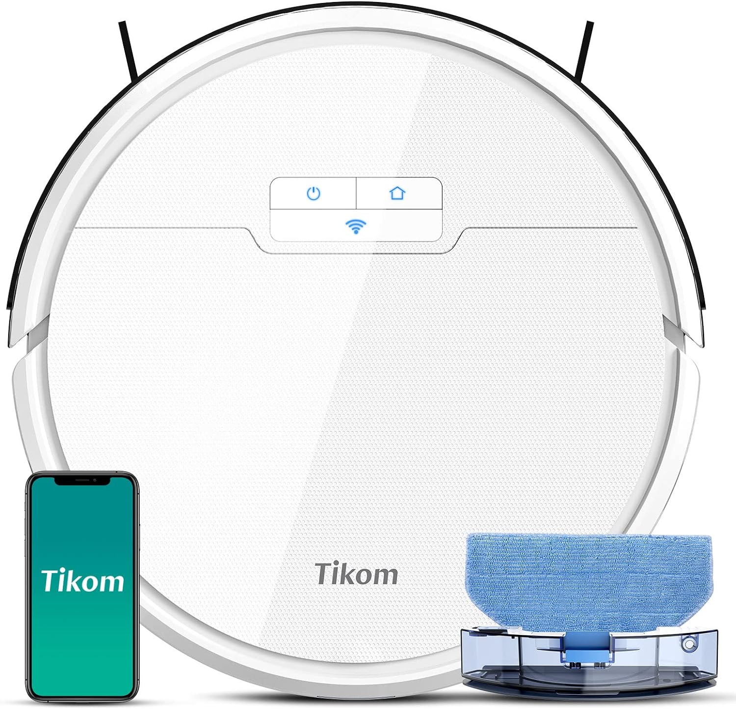 Tikom Robot Vacuum and Mop, G8000 Robot Vacuum Cleaner, 2700Pa Strong Suction, Self-Charging, Good for Hard Floors, White