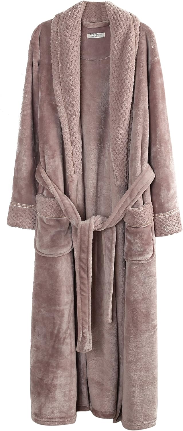 Richie House Women' Plush Soft Warm Fleece Bathrobe Robe RH1591