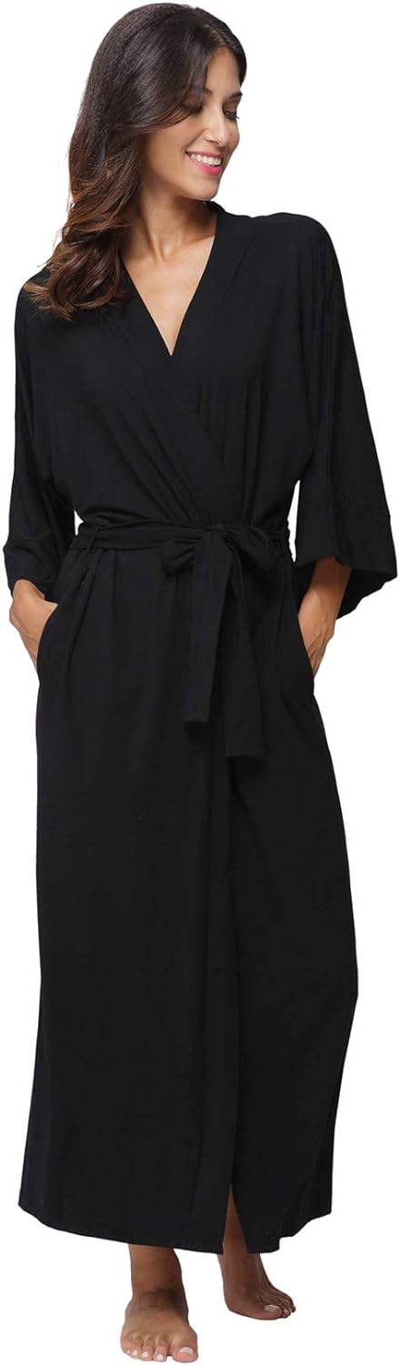 Women' Soft Robes Long Bath Robes Full Length Kimonos Sleepwear Dressing Gown,Solid Color