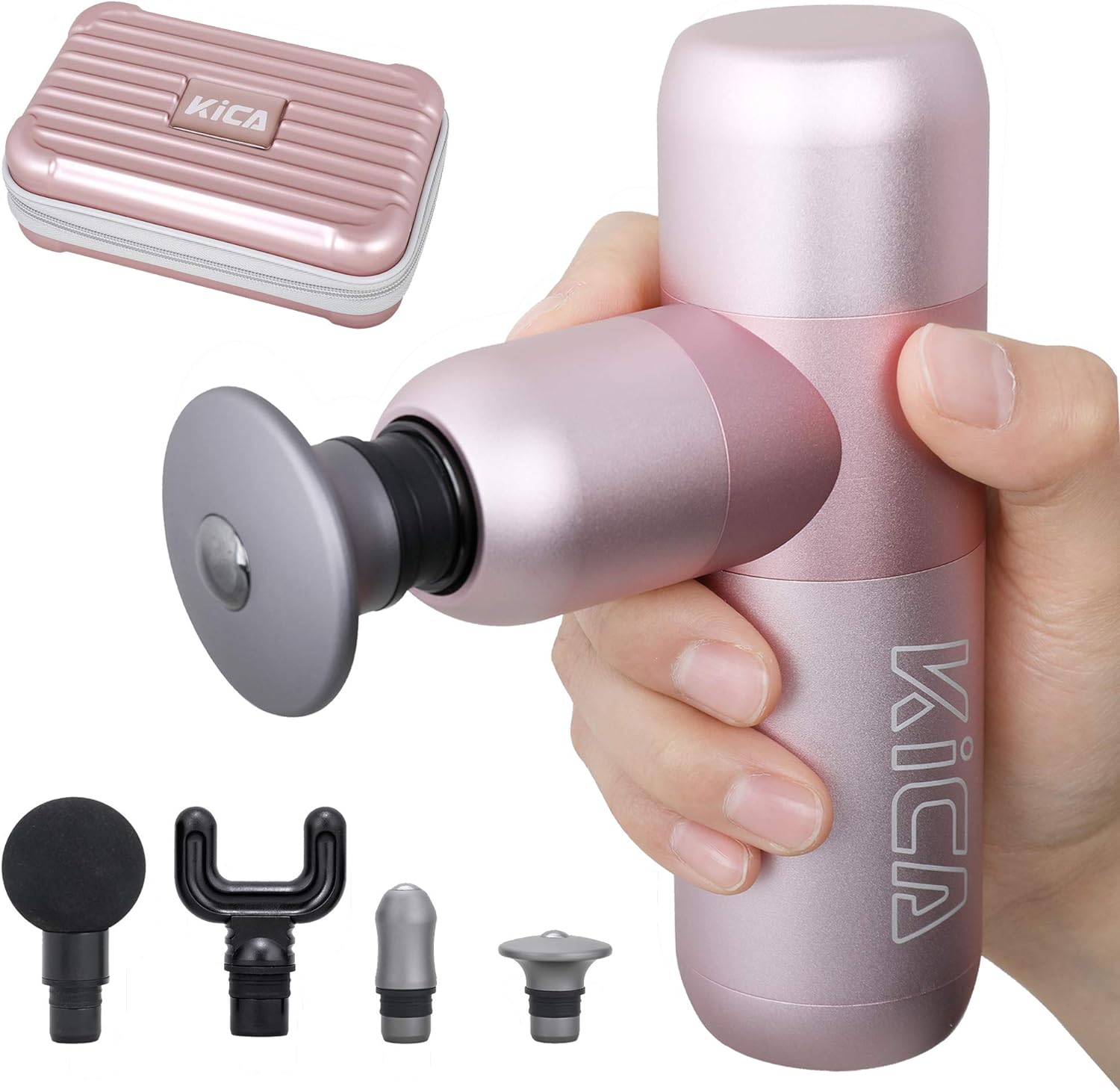 Portable Mini Massage Gun Deep Tissue Massage Gun-KICA K2 Electric Percussion Muscle Gun Massager Pain Relief Muscle Recover Metal Solid Grip Muscle Awake Fascial Deep Relax -Pink,Gift Box