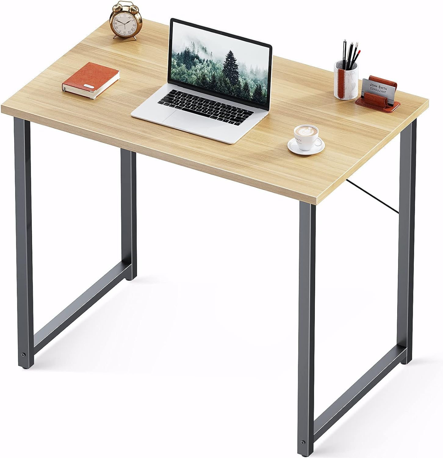 Coleshome 31 Inch Computer Desk, Modern Simple Style Desk for Home Office, Study Student Writing Desk,Walnut