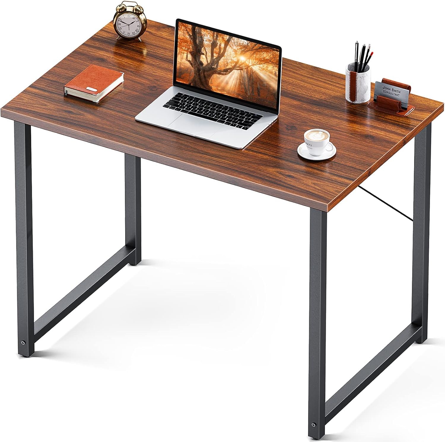 Coleshome 31 Inch Computer Desk, Modern Simple Style Desk for Home Office, Study Student Writing Desk,Deep Brown