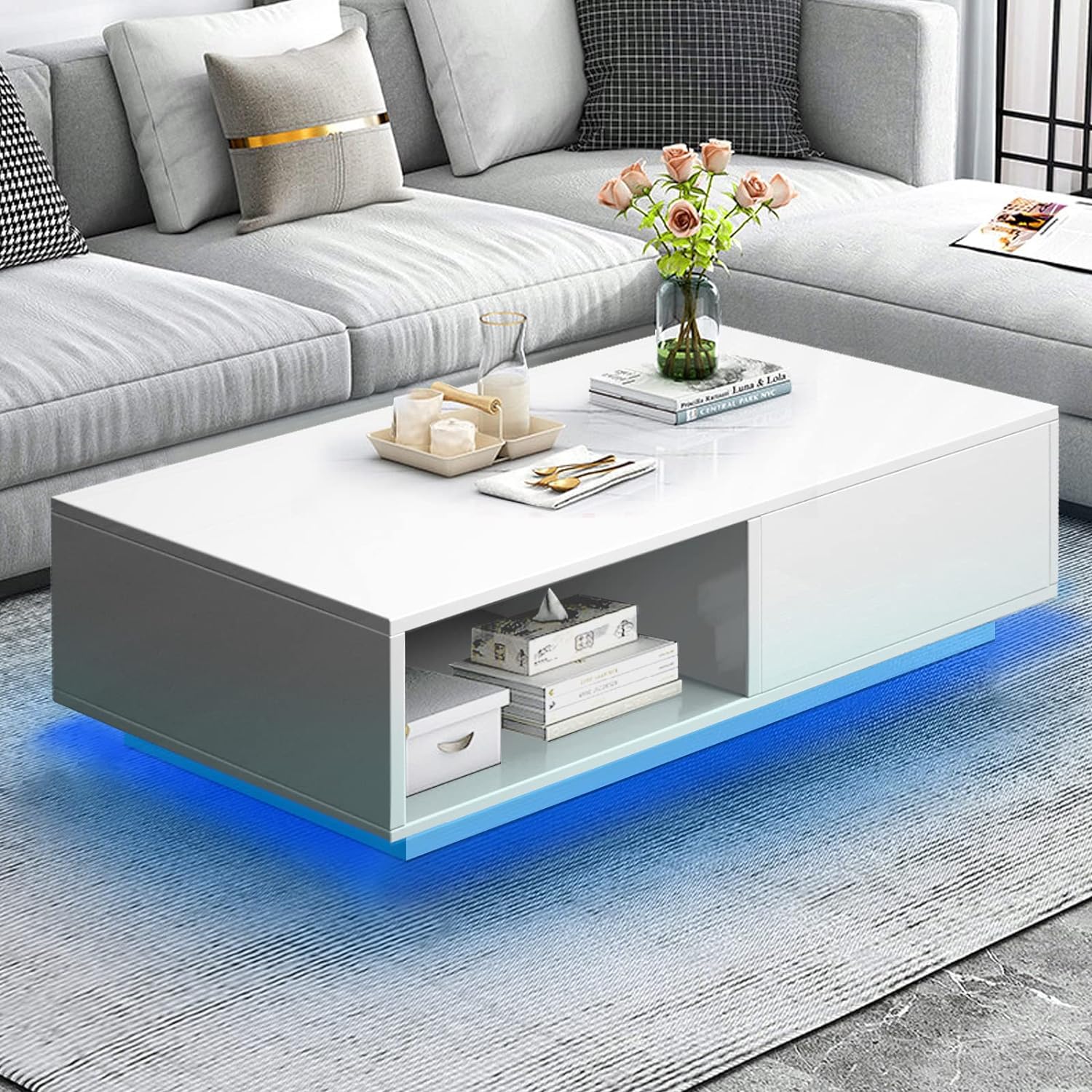 This is the perfect table for our living room! Give it a rustic yet modern style that fits perfectly with my decor. The LED function is a highlight, providing comfortable ambient light and changing the atmosphere of the room. Enhances the overall look and feel of my living space. Highly recommend its unique style and features!