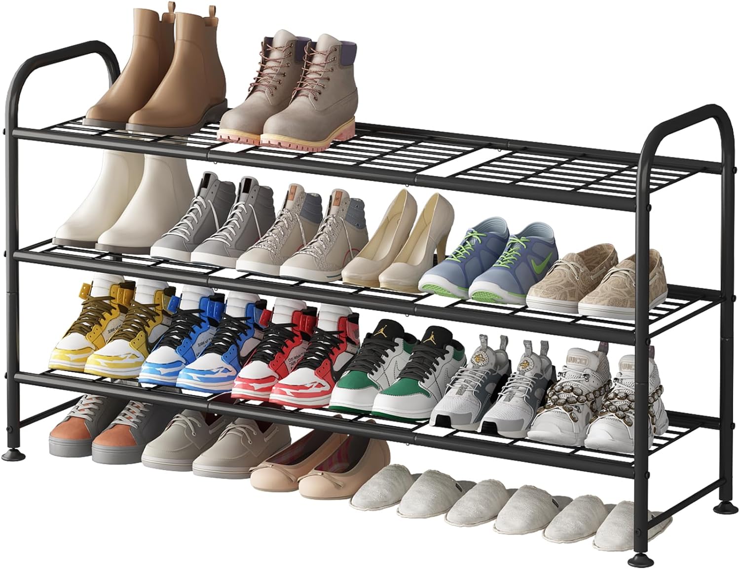 LINZINAR Shoe Rack 3 Tier Storage Organizer for Closet Entryway Metal Black