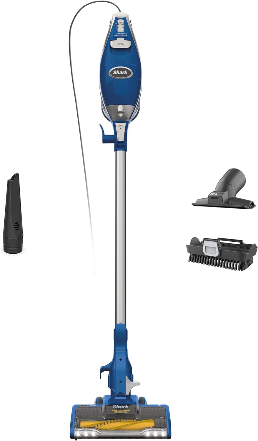 Shark HV343AMZ Rocket Corded Stick Vacuum with Self-Cleaning Brushroll, Lightweight & Maneuverable, Perfect for Pet Hair Pickup, Converts to a Hand Vacuum, Crevice Upholstery Tools, Blue/Silver