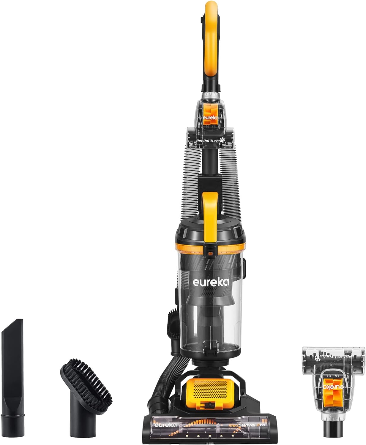 Eureka Powerful Carpet and Floor, Household Cleaner for Home Bagless Lightweight Upright Vacuum, MaxSwivel Pro NEU350 with Pet Tool, Yellow