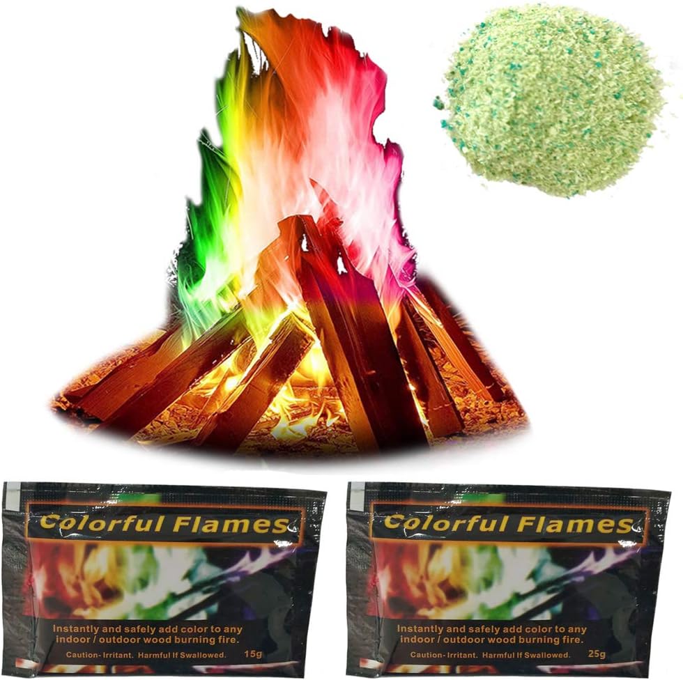 Flame Powder, Cosmic Fire Color Changing Packets Pit Create Magic Colorful Rainbow Mystic Flames for Outdoor Campfires Bonfire Fireplace