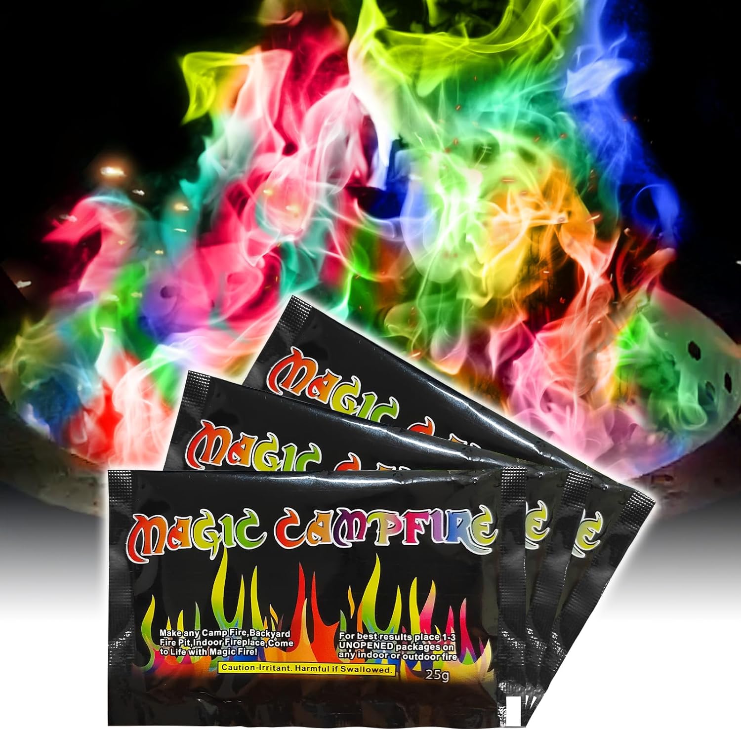 (5 Pack) Magic Campfire Fire Color Changing Packets Fire Pit, Fire Color Packets,Magical Color Fire Packets, Bonfire Color Changing Packets, Campfire Color Flame Packets for Kids & Adults