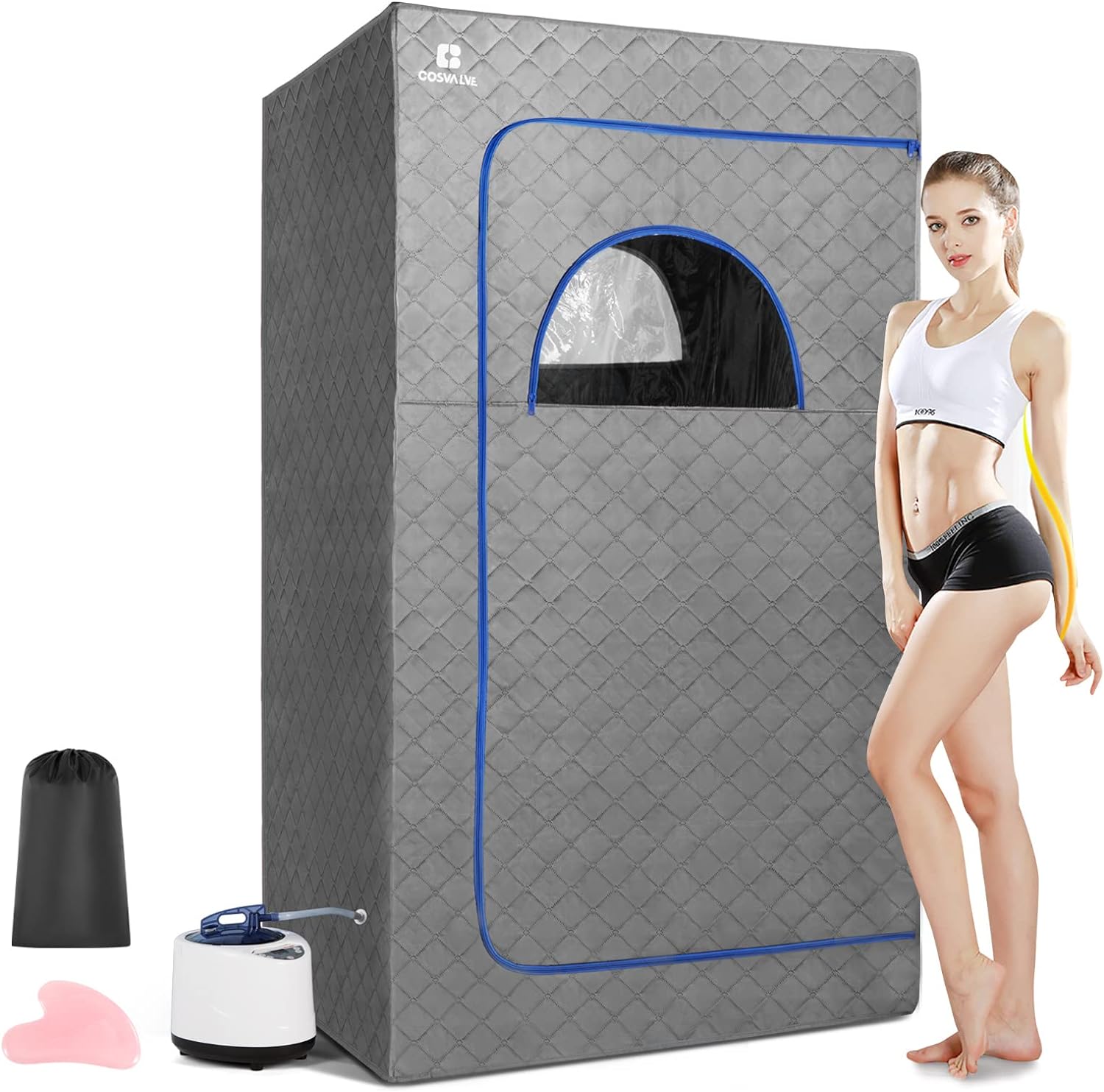 COSVALVE Full Size Personal Steam Sauna for Home Spa 2.6L & 1000 W Steam Generator, Lightweight Portable Sauna Tent with Remote Control, Indoor Steam Room for Relaxation