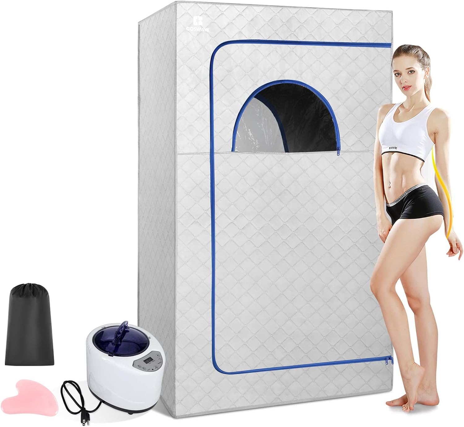 COSVALVE Full Size Personal Steam Sauna for Home Spa 2.6L & 1000 W Steam Generator, Lightweight Portable Sauna Tent with Remote Control, Indoor Steam Room for Relaxation