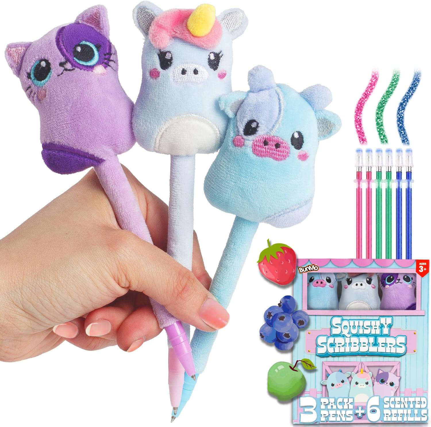 BUNMO Squishy Scribblers Pens | Cool Pens for Kids | Cute Kawaii Pens | Squishy Pens Perfect for Teenage Girls | Easter Basket Stuffers for Girls | Easter Basket Stuffers for Teens