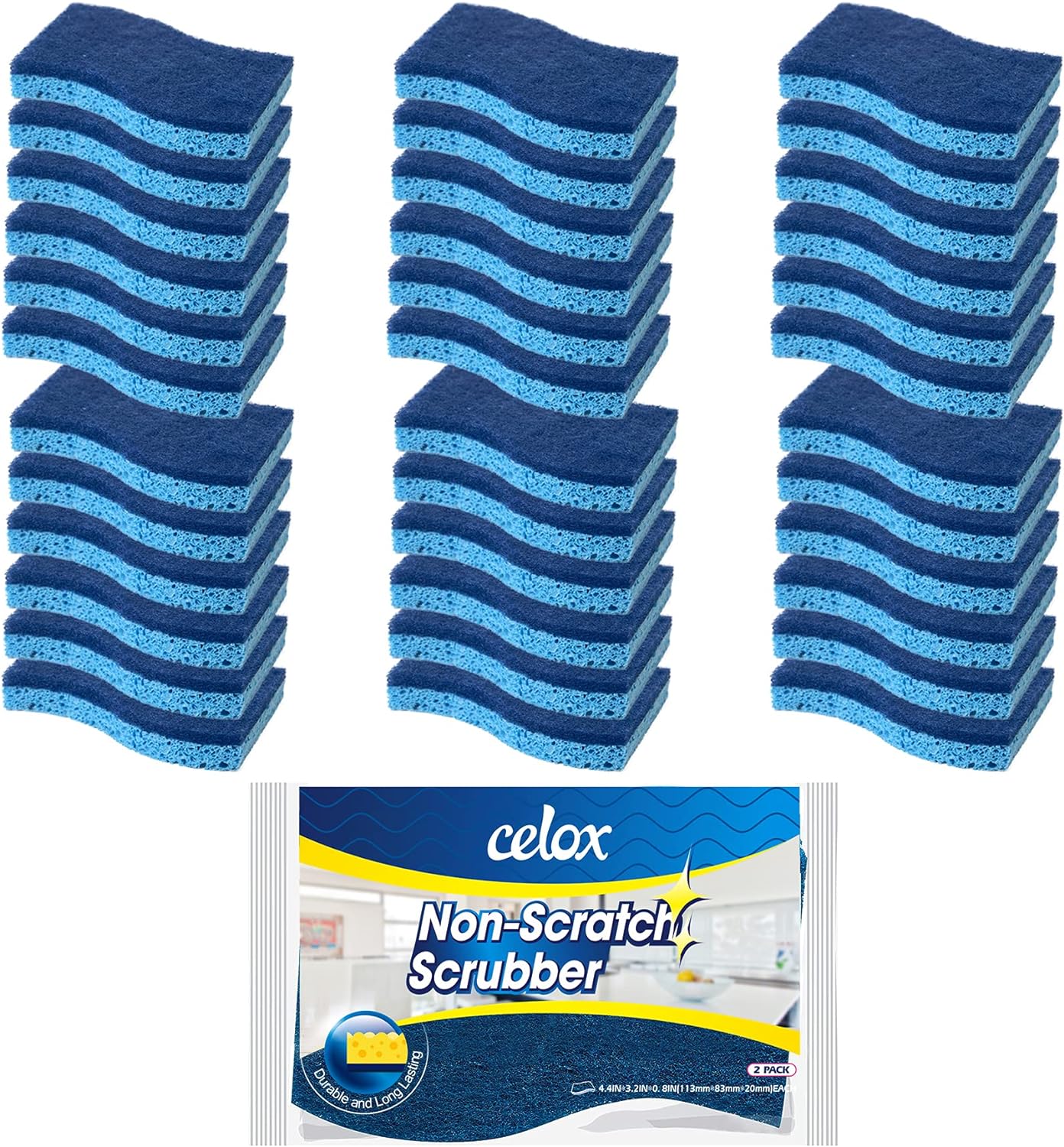 CELOX 36 Pack Non-Scratch Dish Sponge, Dual Sided Kitchen Sponges for Dishes, Long Lasting Dishwashing Household Cleaning Sponges for Kitchen, Easy to Dry and Reusable