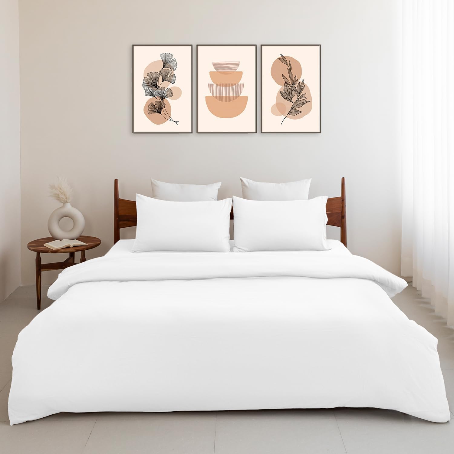 Linenwalas White Duvet Cover Full Size, 100% Percale Cotton Duvet Cover Set, 3 Pieces, Strong Breathable Crisp and Cooling Premium Comforter Cover with Button Closure (White/Full)