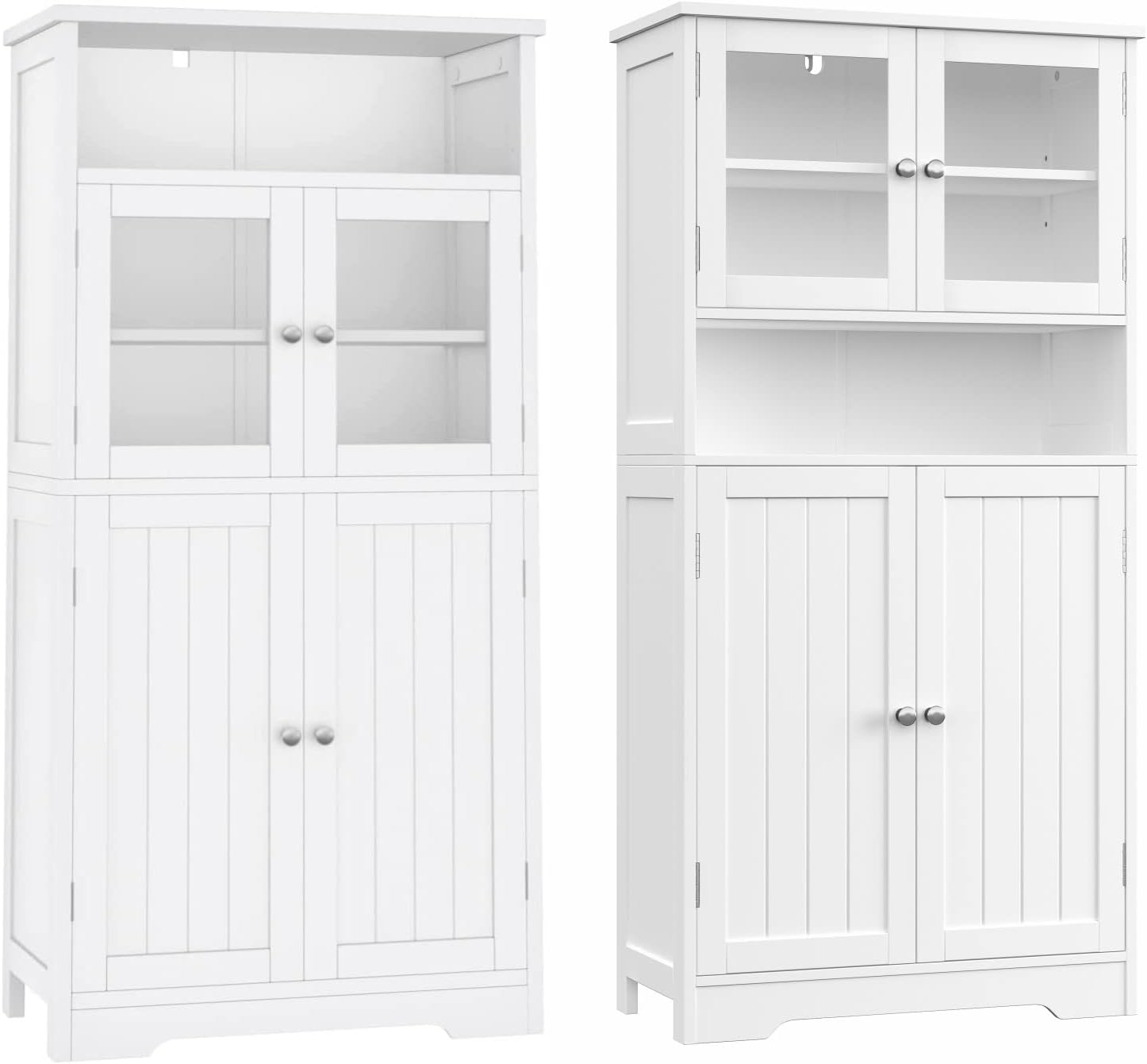 Irontar Bathroom Storage Cabinet, Freestanding Floor Cabinet with Open Shelf, Display Cabinet with Doors, Kitchen Cupboard Storage Organizer for Bedroom, Bathroom, Living Room, Kitchen, White