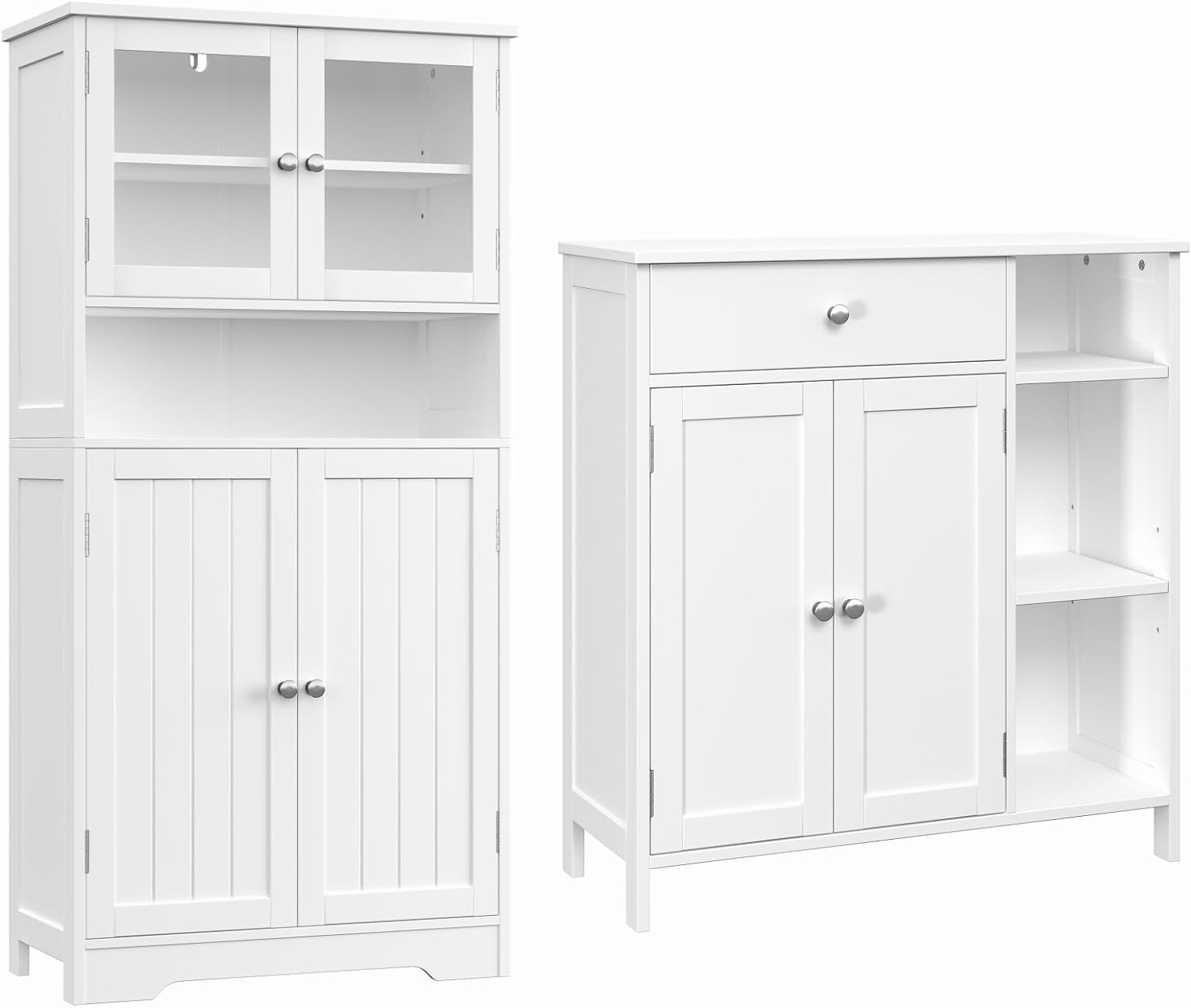 Irontar Freestanding Bathroom Cabinet with Open Shelf, Large Pantry Cabinet with Doors, Bathroom Floor Cabinet with Drawer & Adjustable Shelf, Kitchen Cupboard