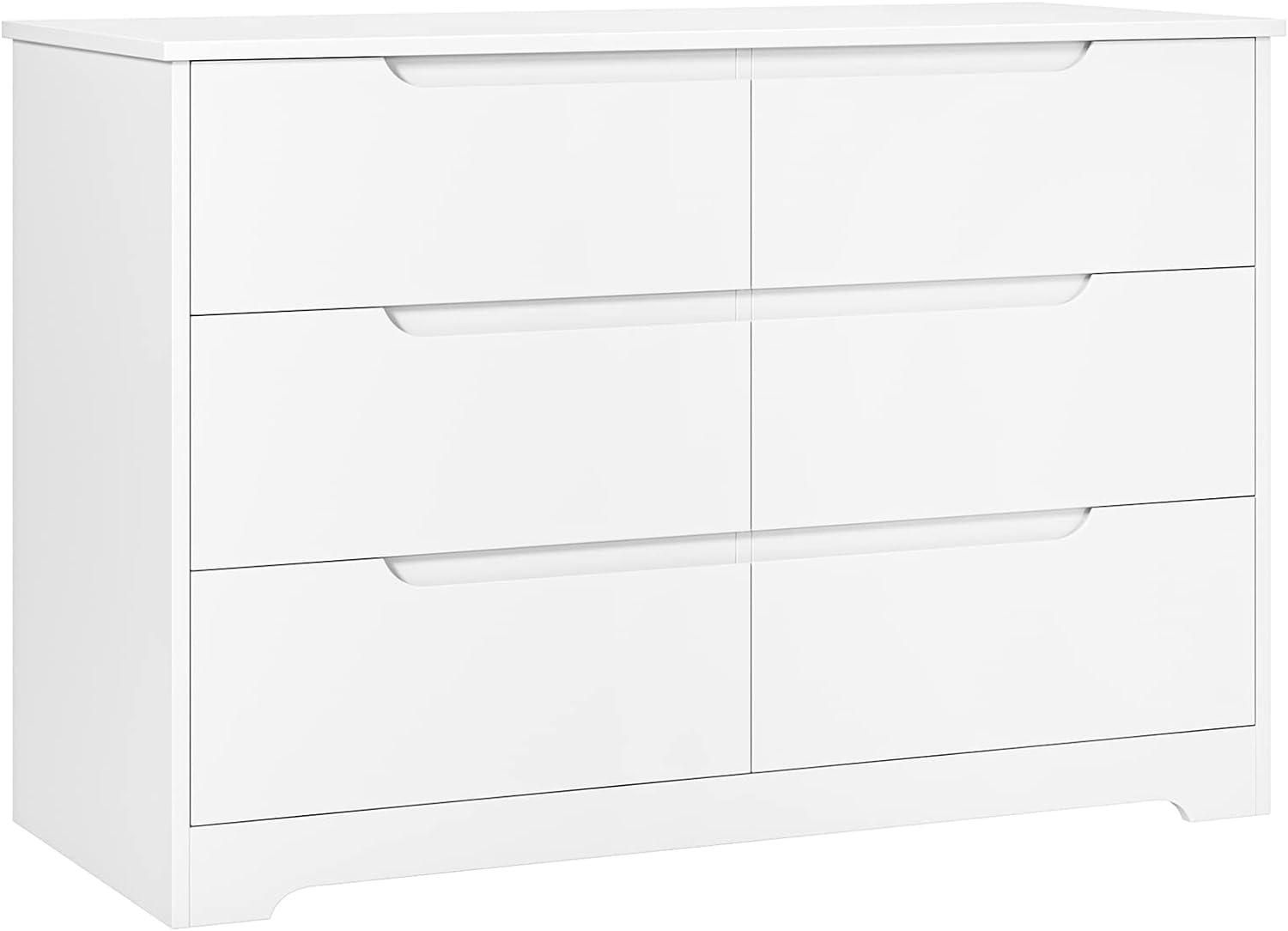 Dresser for Bedroom, 41.3 Wide 6 Drawer Dresser with Large Storage Space, Wood Chest of Drawers for Bedroom, Living Room, Entryway, Hallway, Children' Room, White