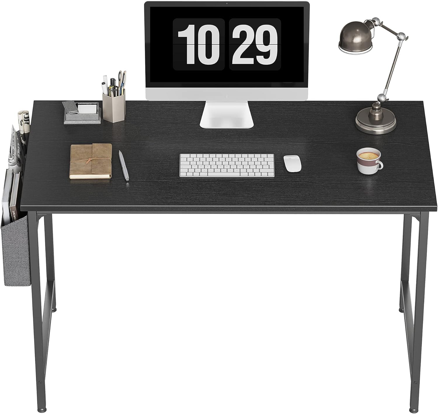 CubiCubi Computer Desk 40 Study Writing Table for Home Office, Modern Simple Style PC Desk, Black Metal Frame, Black