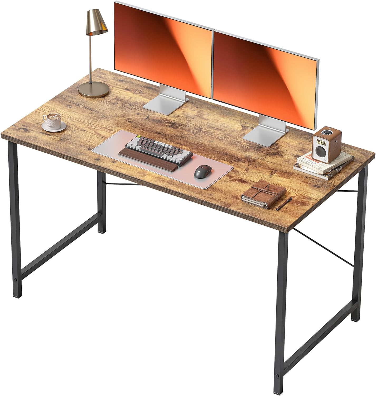 BANTI Computer Desk, 47 inch Home Office Desk, Modern Simple Style PC Table for Home, Office, Study, Writing, Rustic Brown