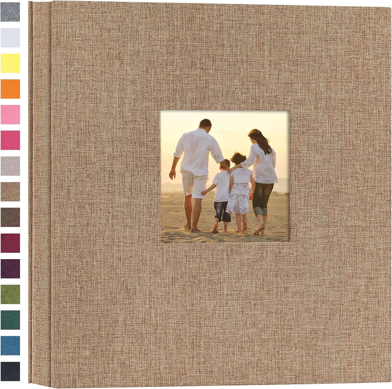 potricher Linen Hardcover Photo Album 4x6 600 Photos Large Capacity for Family Wedding Anniversary Baby Vacation (Khaki, 600 Pockets)