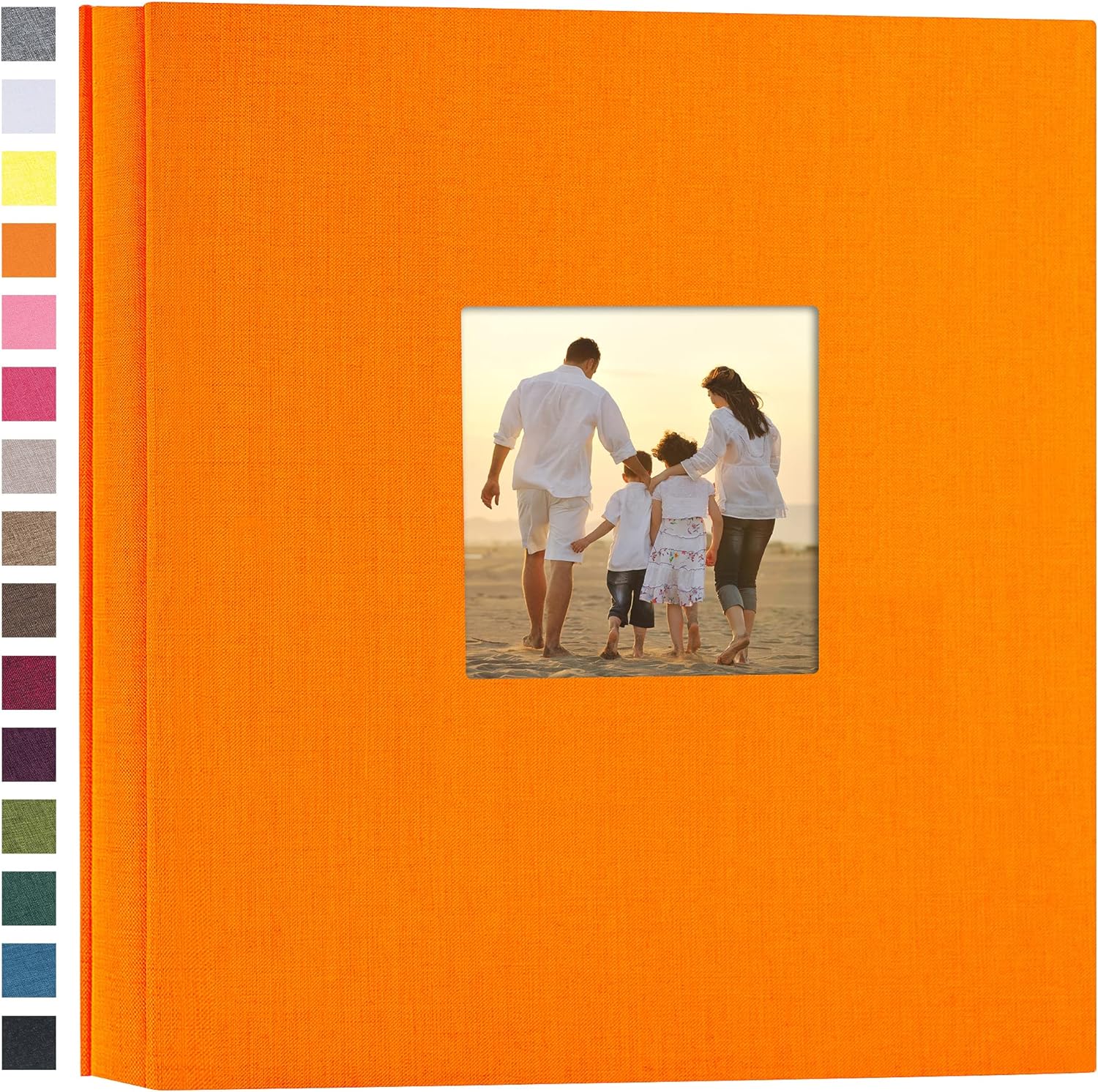 potricher Linen Hardcover Photo Album 4x6 600 Photos Large Capacity for Family Wedding Anniversary Baby Vacation (Orange, 600 Pockets)