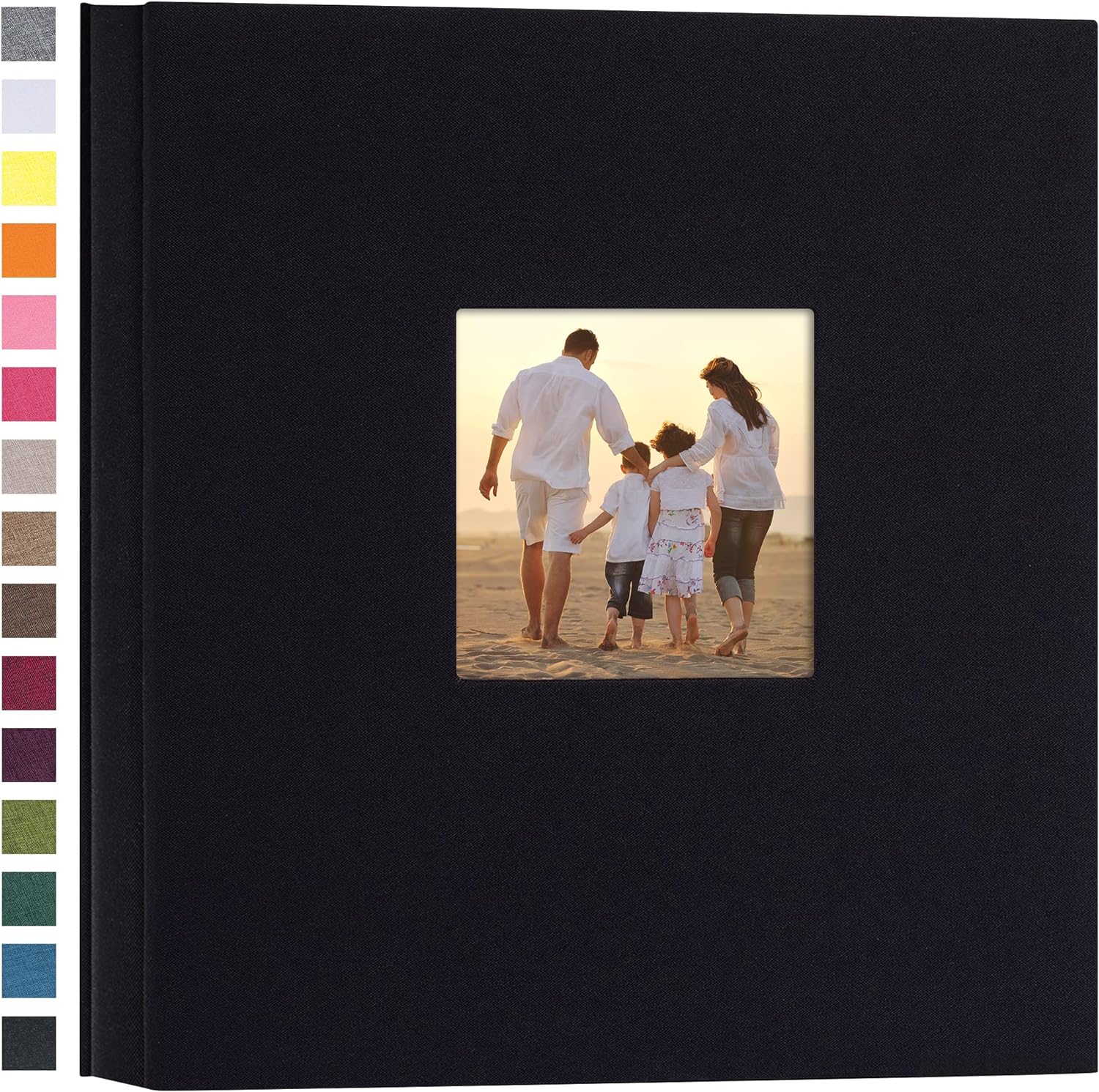 potricher Linen Hardcover Photo Album 4x6 600 Photos Large Capacity for Family Wedding Anniversary Baby Vacation (Black, 600 Pockets)