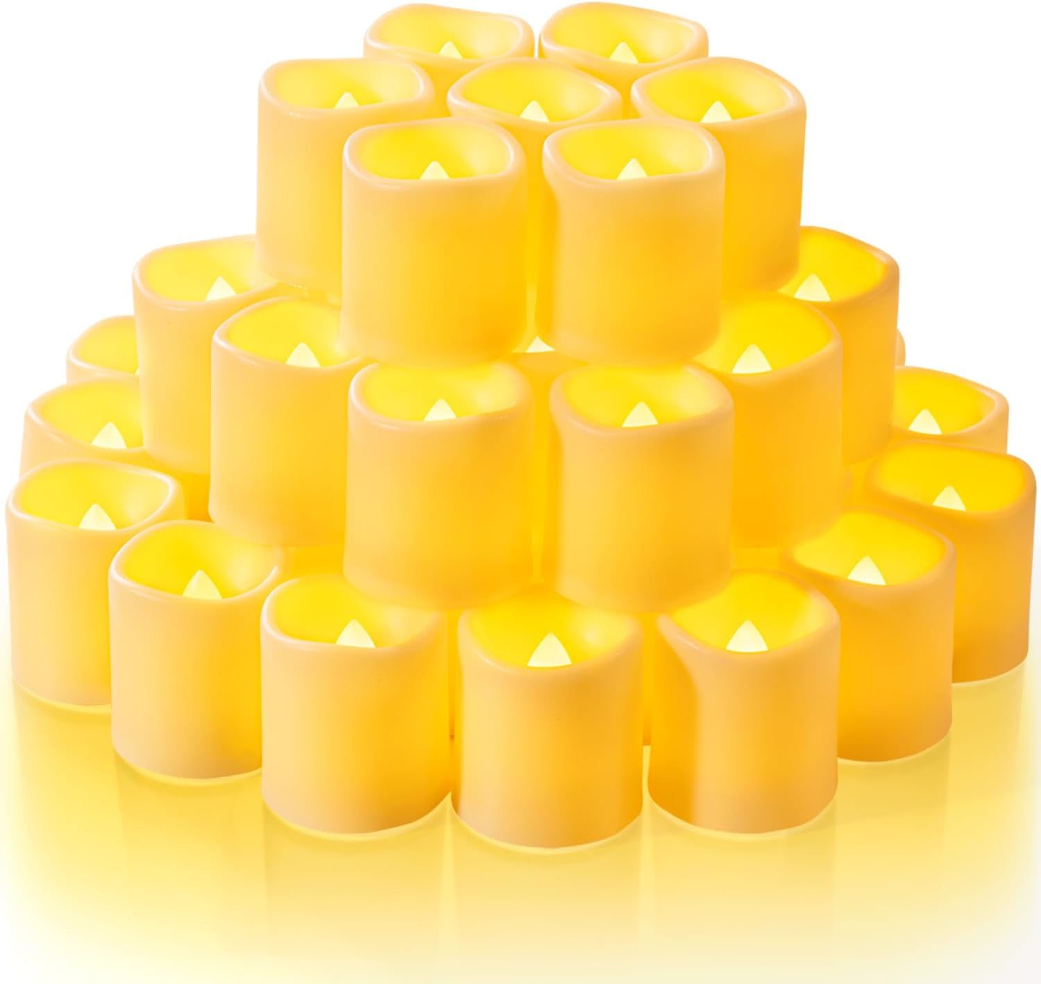 Homemory 50Pack Flickering Flameless Votive Candles, 200 Hour Electric Fake Candles, Battery Operated LED Tealight for Wedding, Outdoor, Table, Festival (Warm White,Battery Included)