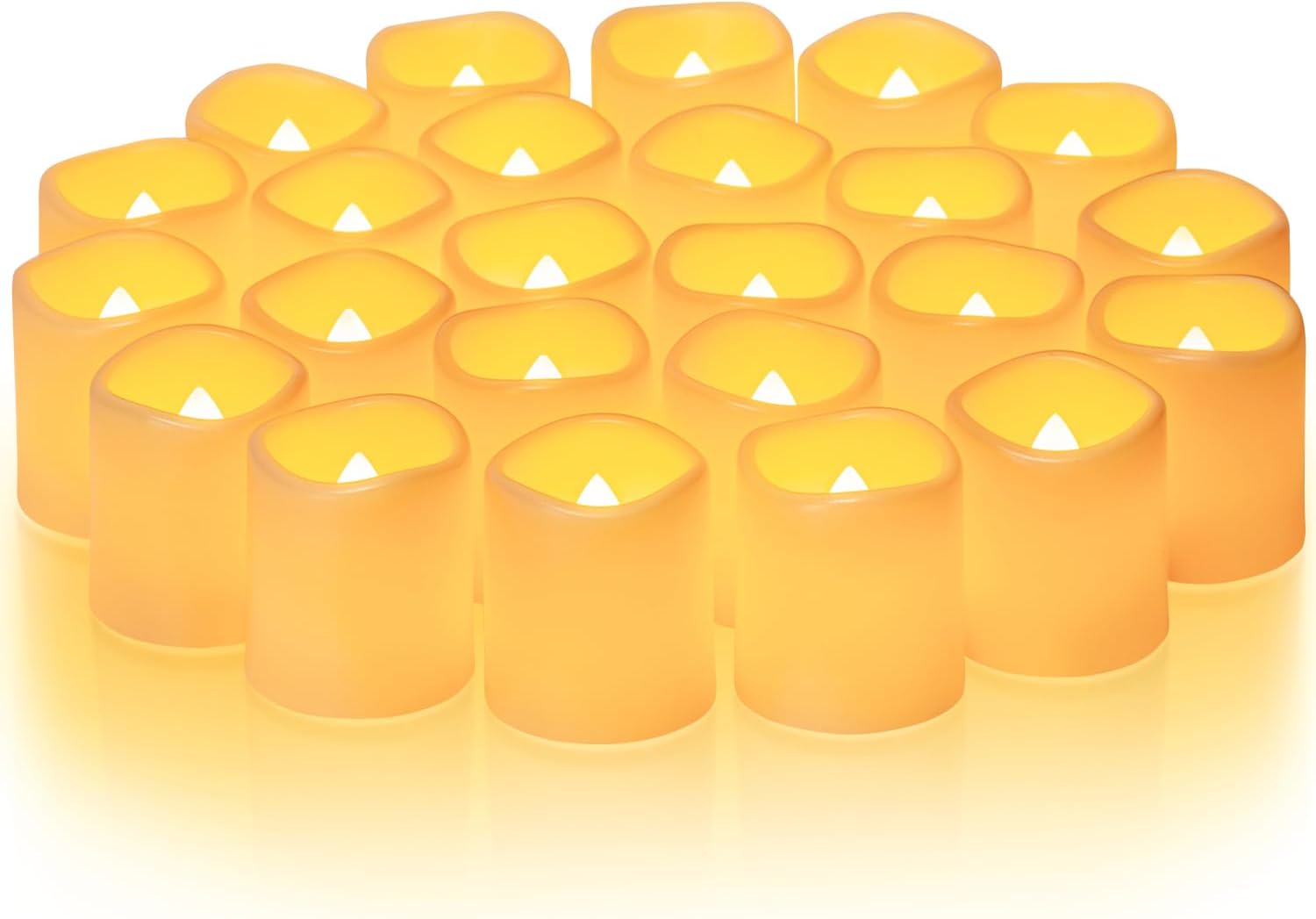 Homemory 24Pack Flickering Flameless Votive Candles, 200 Hour Long Lasting Electric Fake Candles, Battery Operated LED Tealight for Wedding, Christmas Decorations, Outdoor (Battery Included)