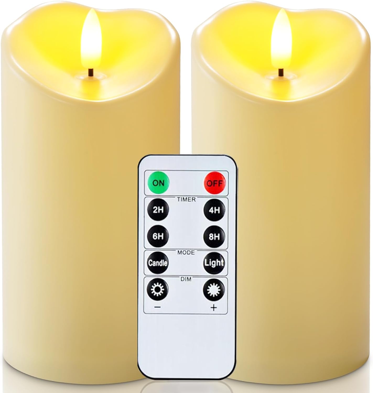 Homemory 6x3 Outdoor Waterproof Flameless Candles, LED Candles, Battery Operated Candles with Remote and Timers, Electric Fake Plastic Pillar Candles, Ivory, Set of 2