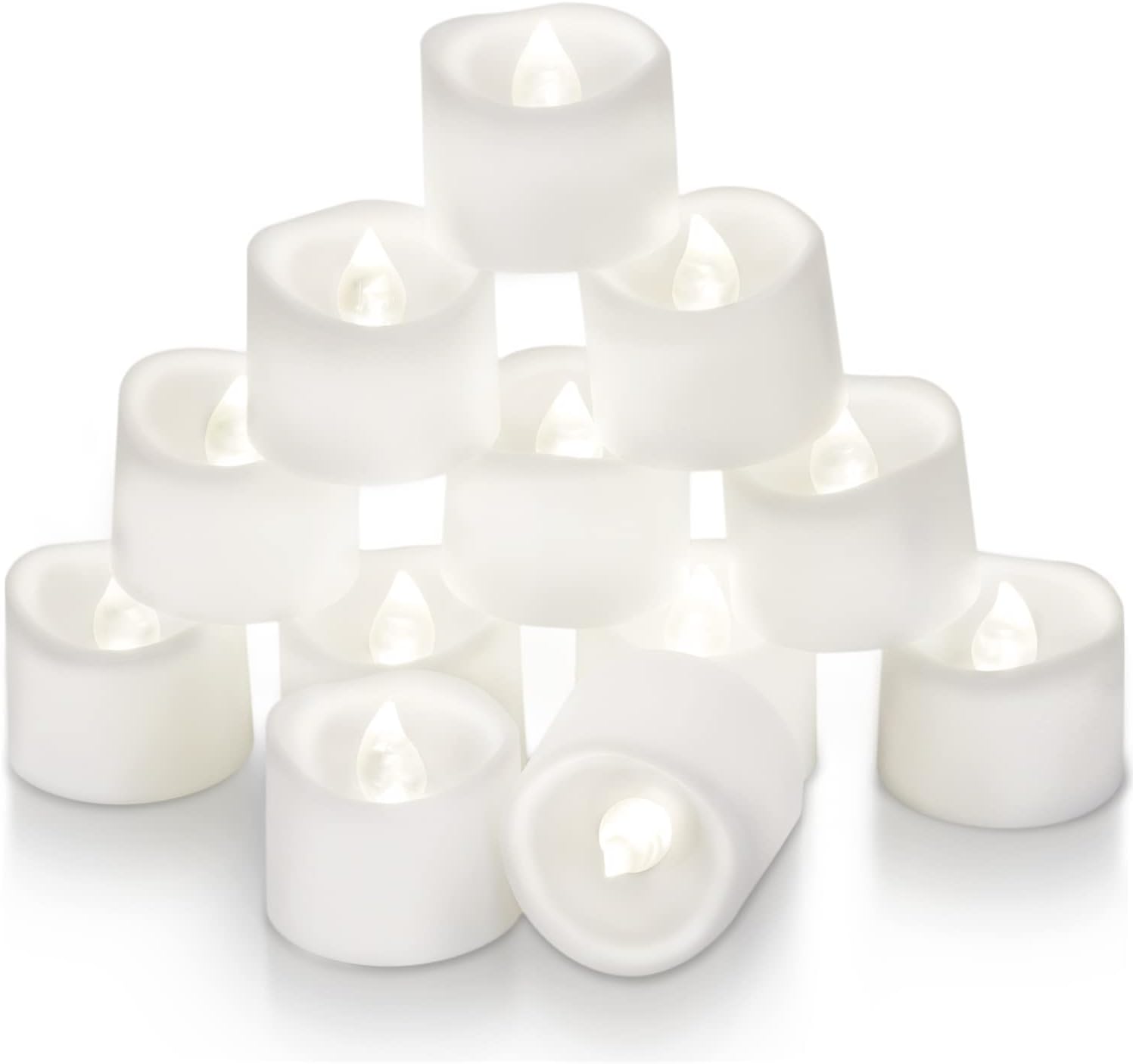 Homemory 12-Pack Timer Flameless Tea Lights Candles, LED Tealights Candles with 6H Timer Built-in, Timer Votive Candles Battery Opeated for Halloween, Christmas, Wedding Centerpiece Table Decor