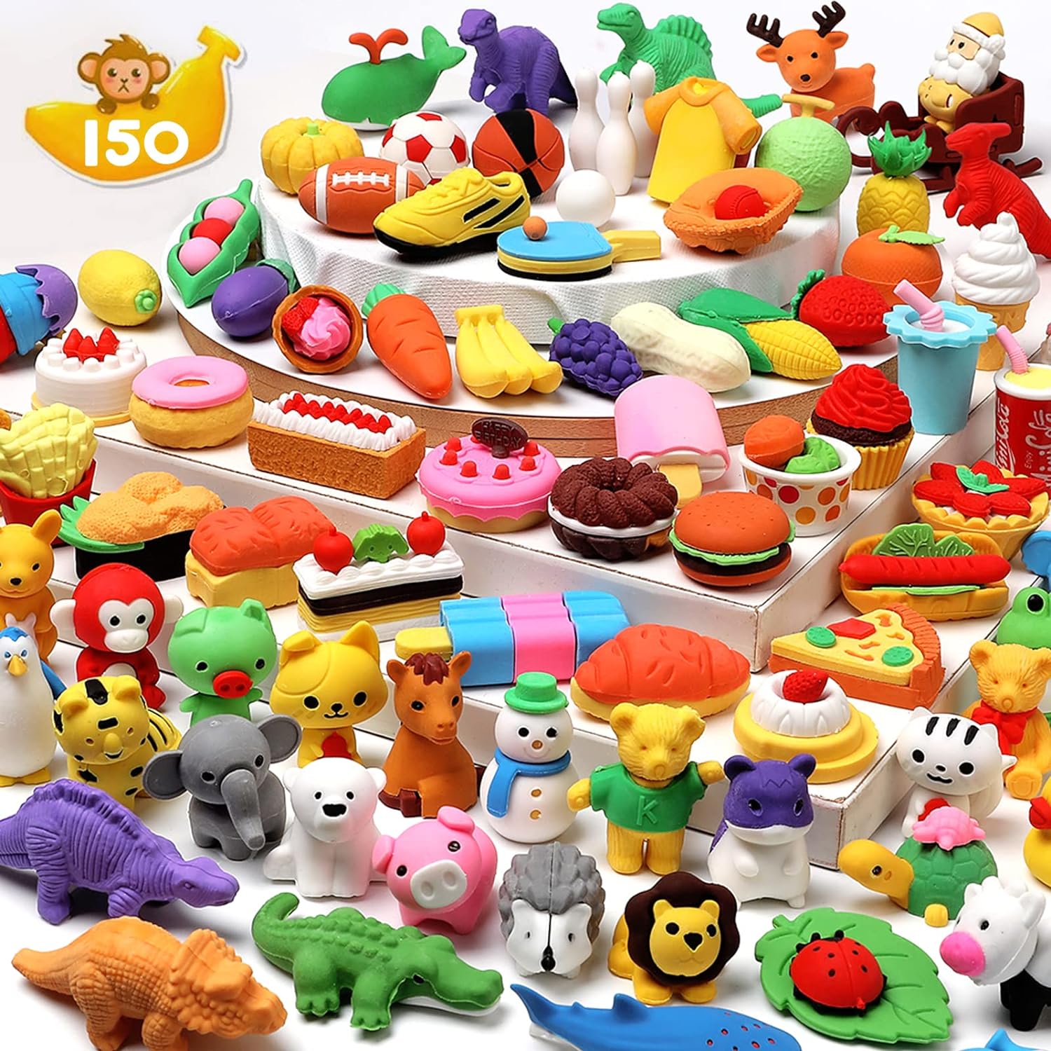 150 Pack Animal Erasers for Kids Bulk Pull Apart Erasers 3D Puzzle Erasers Treasure Box Toys for Classroom Rewards and Prizes Class Treasure Box Kids Party Favors Back to School Supplies Gift