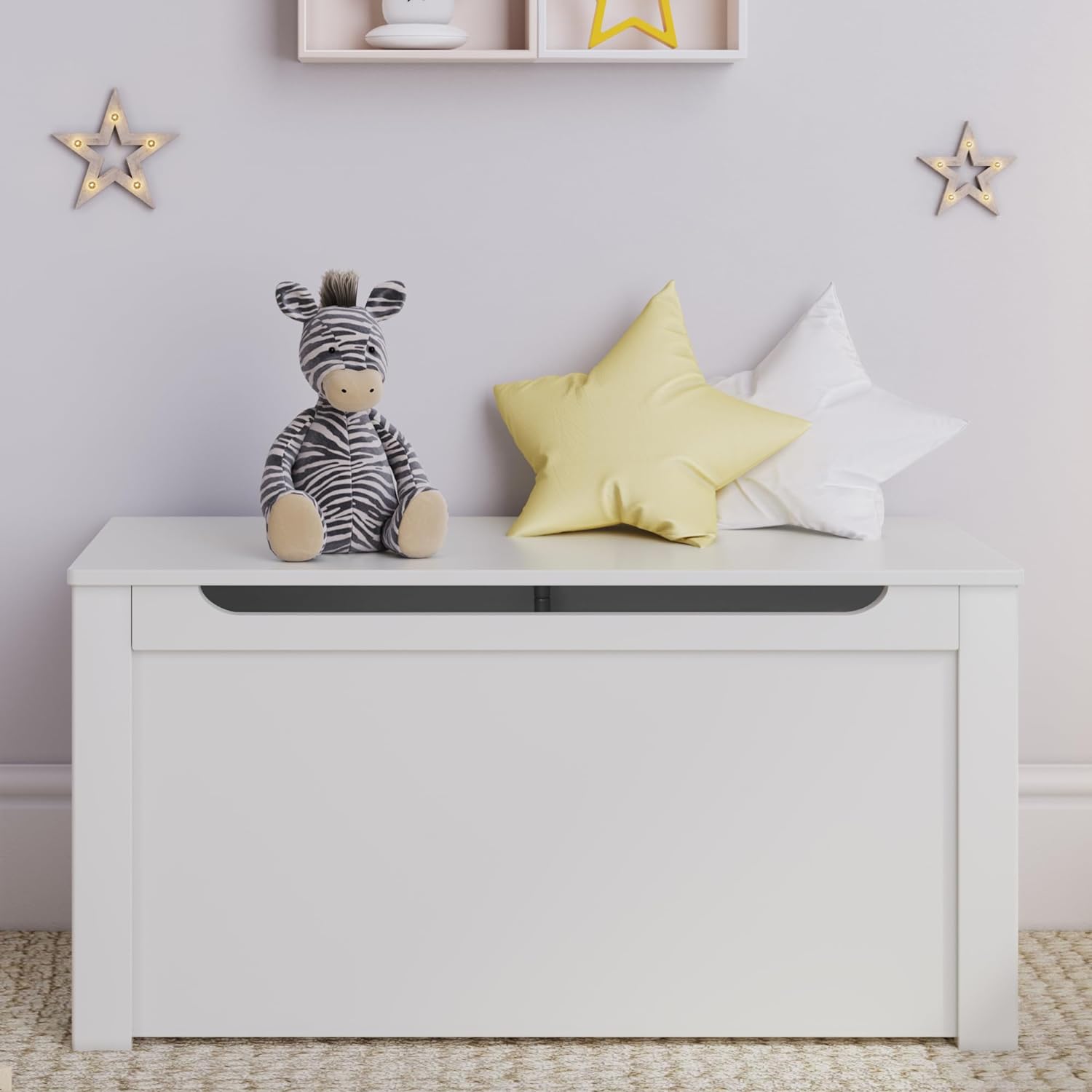 Premium Quality Wooden Toy Box - White: Organize and Store Your Child' Toys in Style!