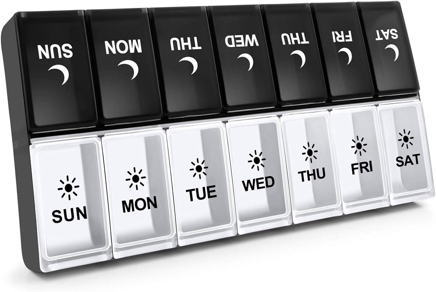 7 Day Pill Organizer 2 Times a Day, Large Weekly AM PM Box, Night Medicine Organizer, Case Per Container Twice A