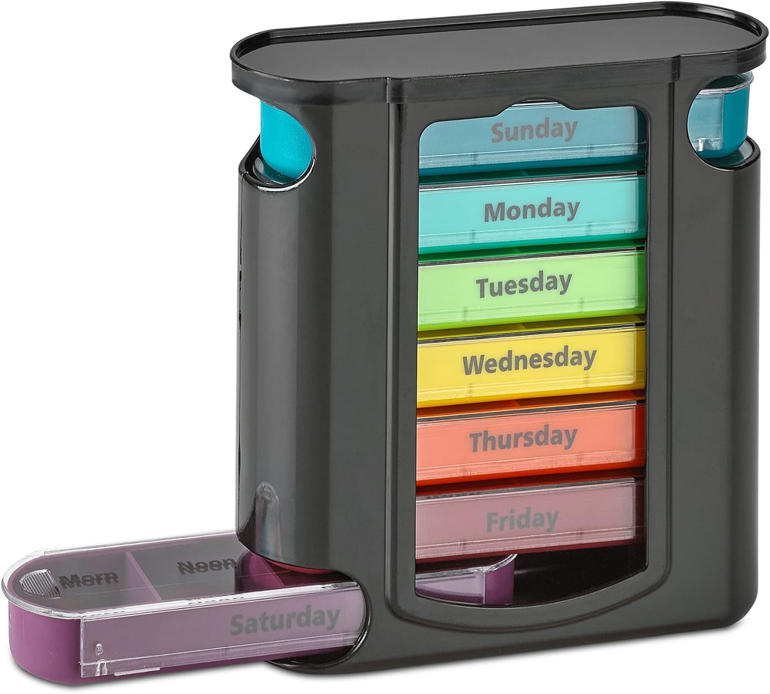 Stackable Daily Pill Organizer - (4 Times a Day) Weekly Medication Reminder - Premium Weekly AM/PM Pill Box with 7 Individual Stacking Cases, a Everyday Medicine Organizer for Vitamins