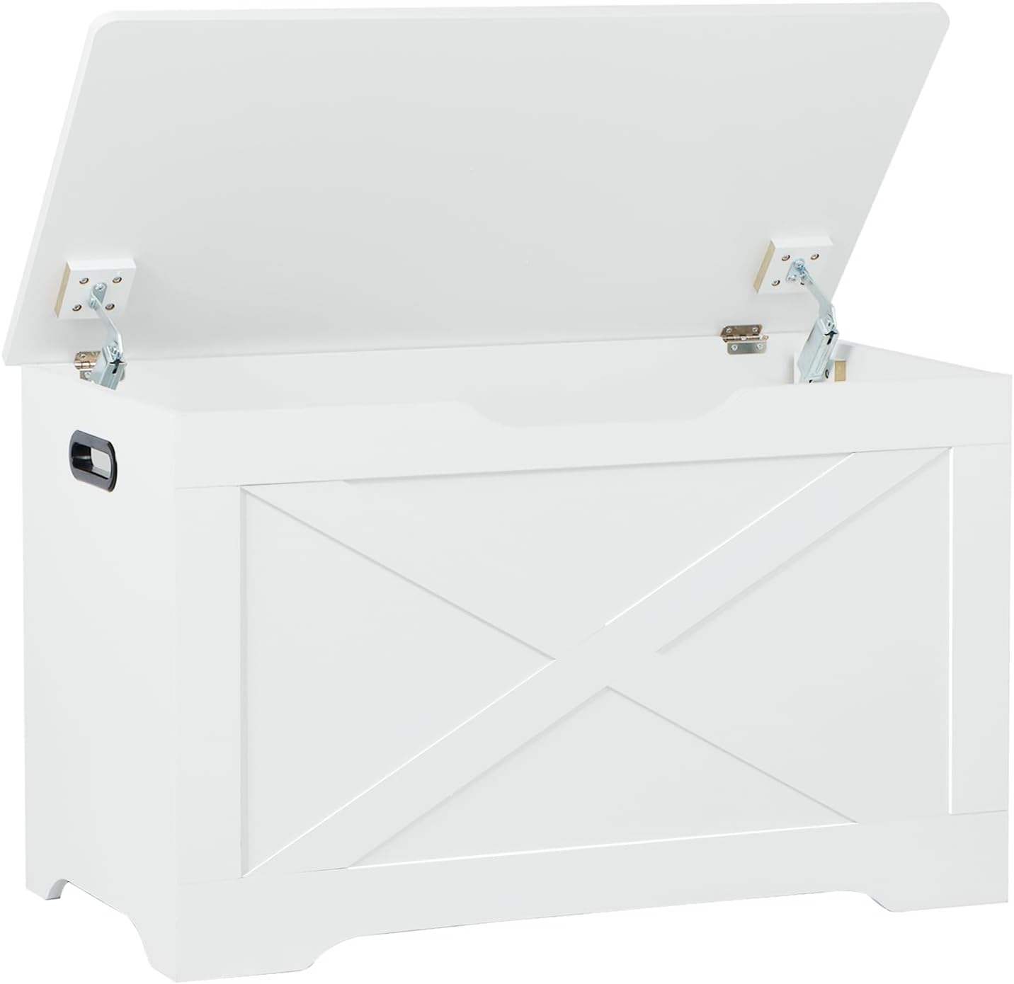 Storage Chest, Wooden Storage Bench, Entryway Shoes Bench with 2 Safety Hinges, Retro Storage Trunk for Living Room, Bedroom, 15.7 x 31.5 x 18.9 Inches, White