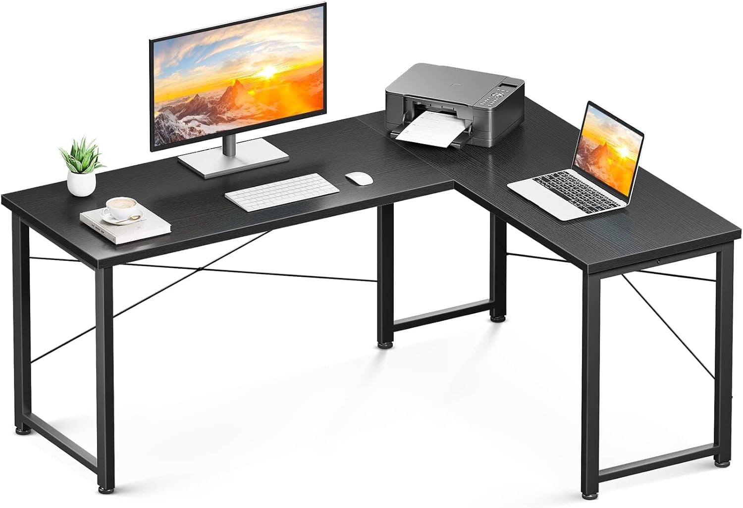 Coleshome 61 L Shaped Desk Computer Desk, L Desk Computer Corner Desk for Home Office Gaming Writing Workstation, Space-Saving, Easy to Assemble